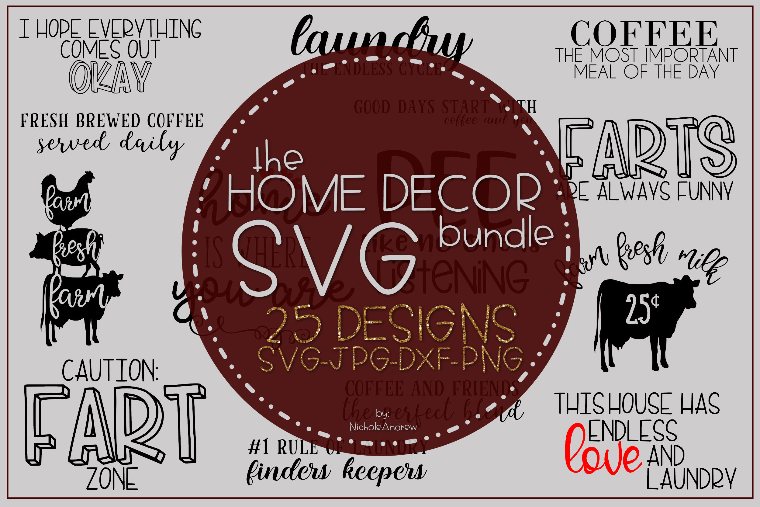 Download The Home Decor Bundle With 25 SVG Designs