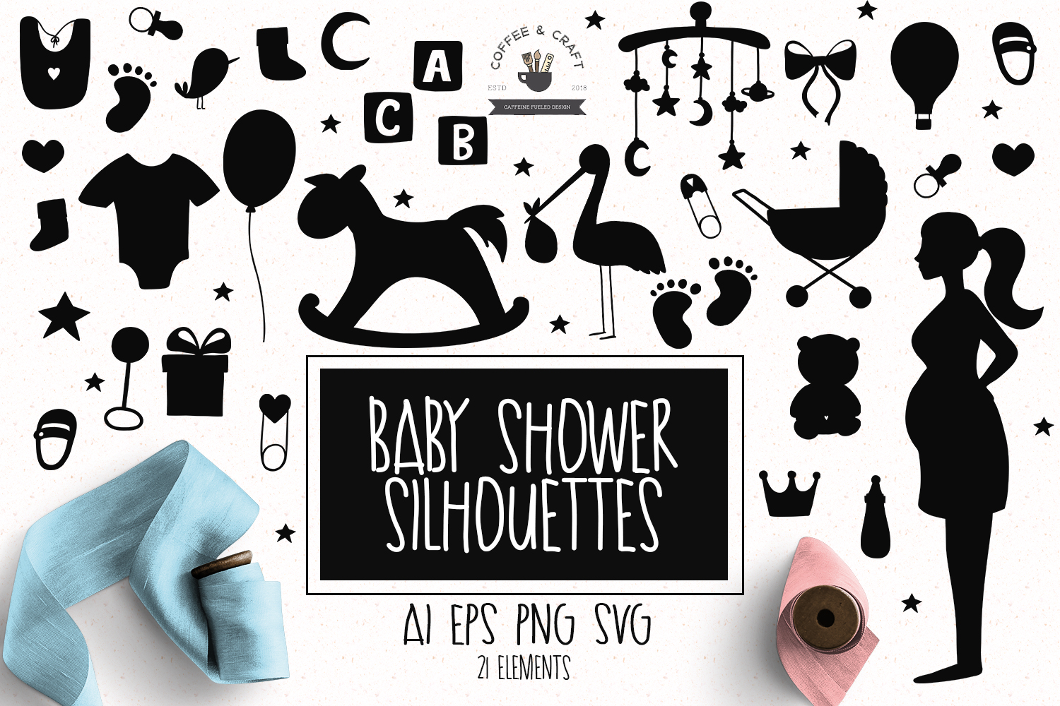 Download Baby shower silhouettes