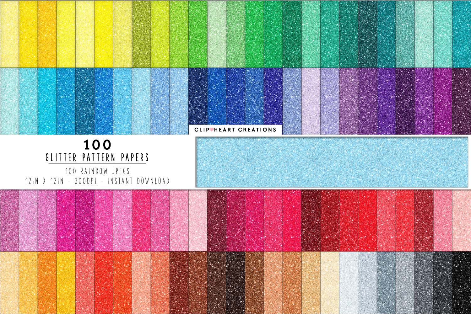 Download 100 Glitter Pattern Digital Papers - rainbow colors ...