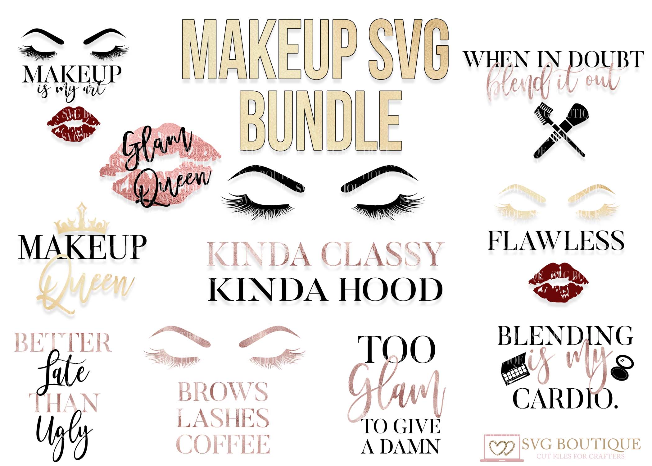 Makeup Design Bundle - SVG PNG DFX Cutting Files