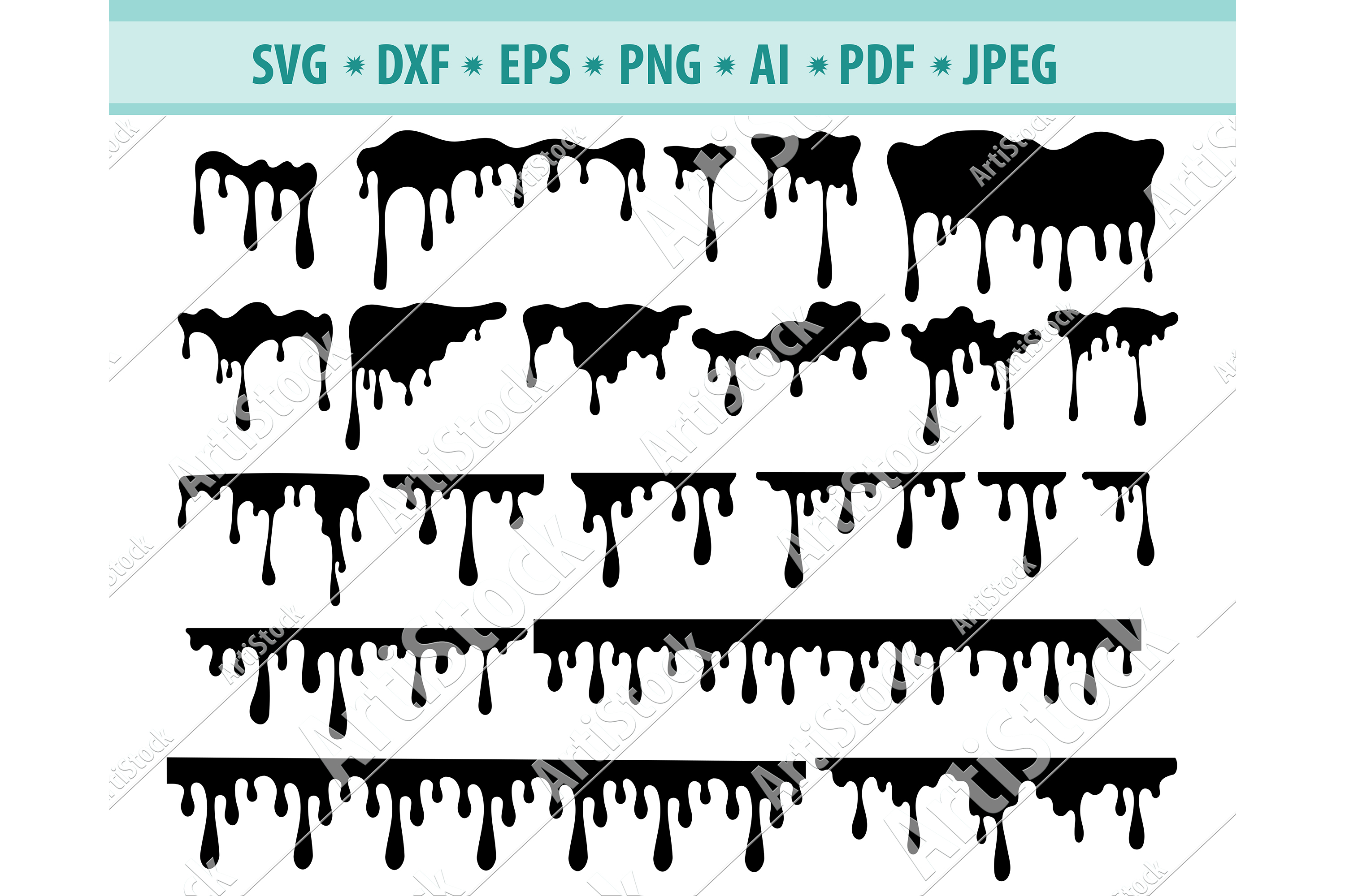 Dripping Borders Svg, Dripping liquid Svg, Png, Dxf, Eps