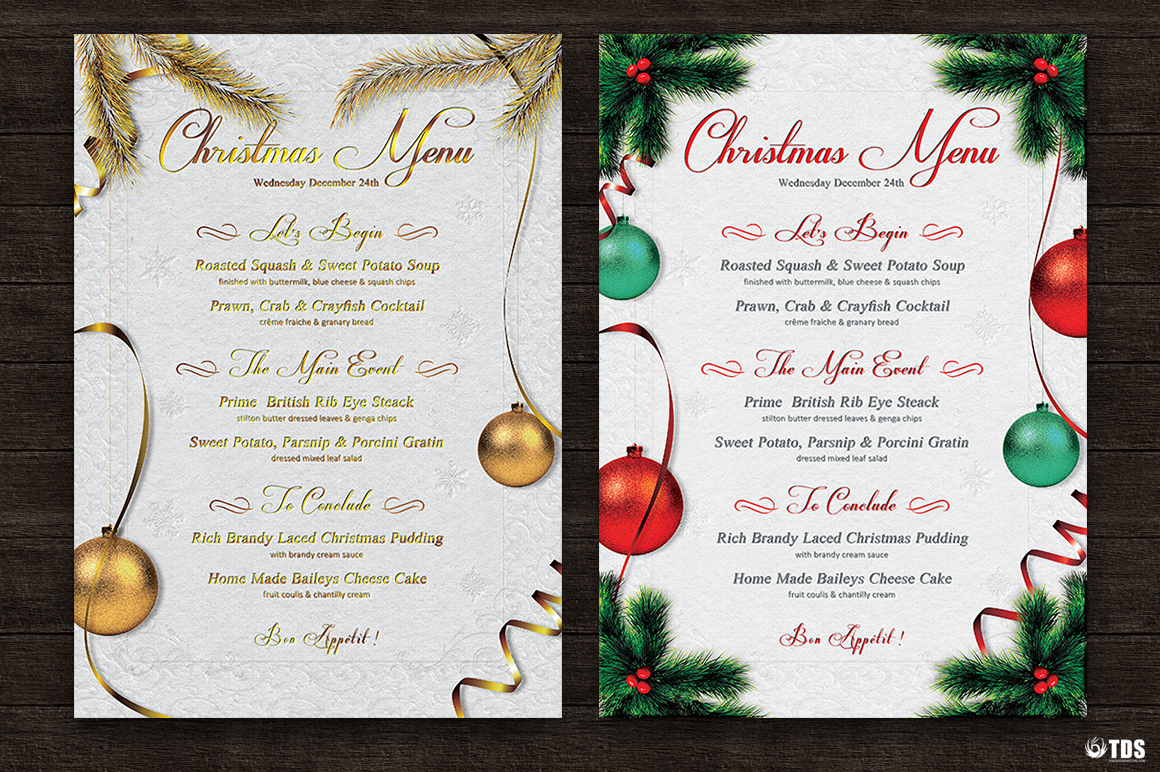 7 Xmas Menus + 7 Invitations Bundle