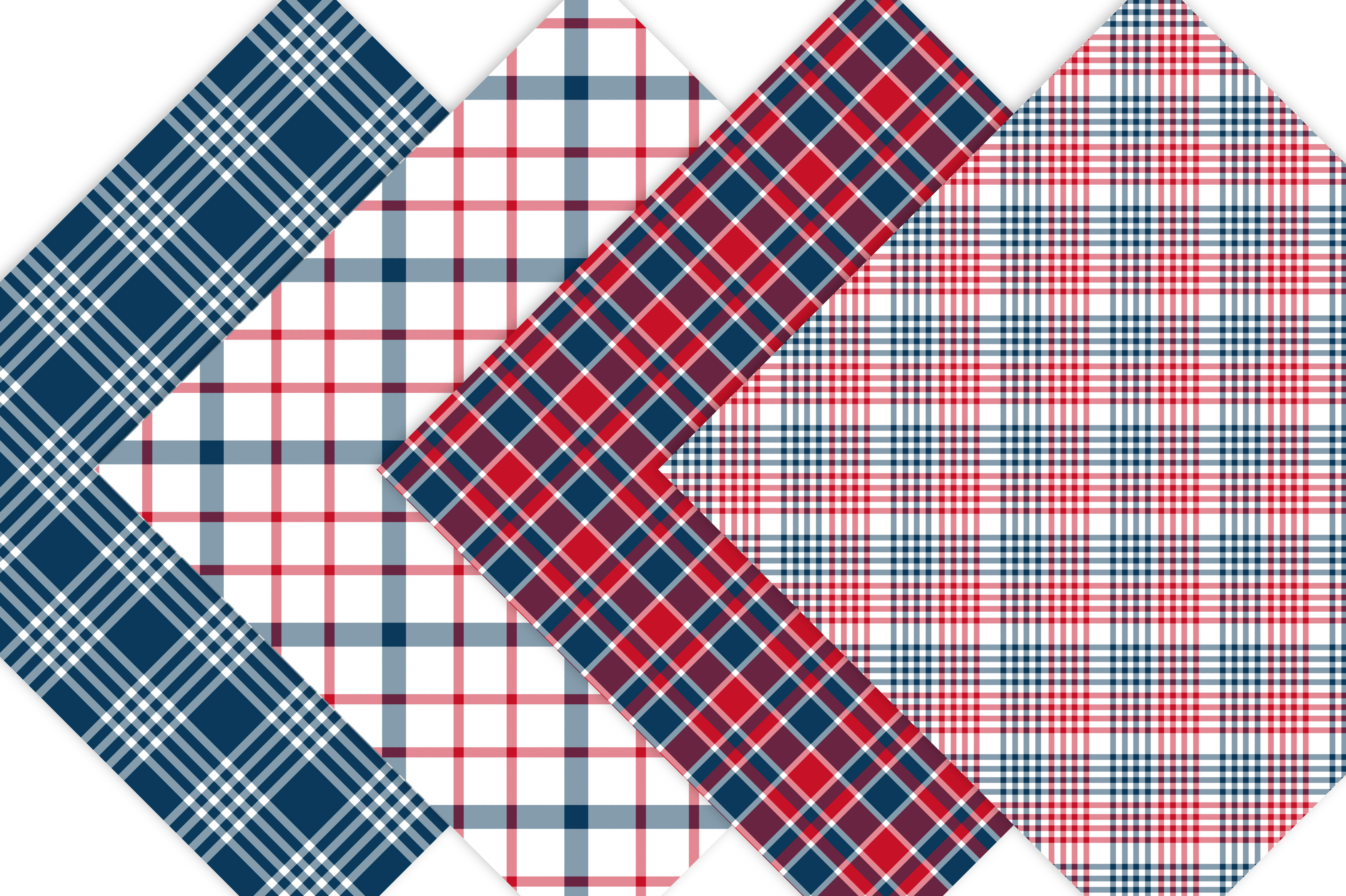 Red White and Blue Plaid Patterns (41369) Backgrounds Design Bundles