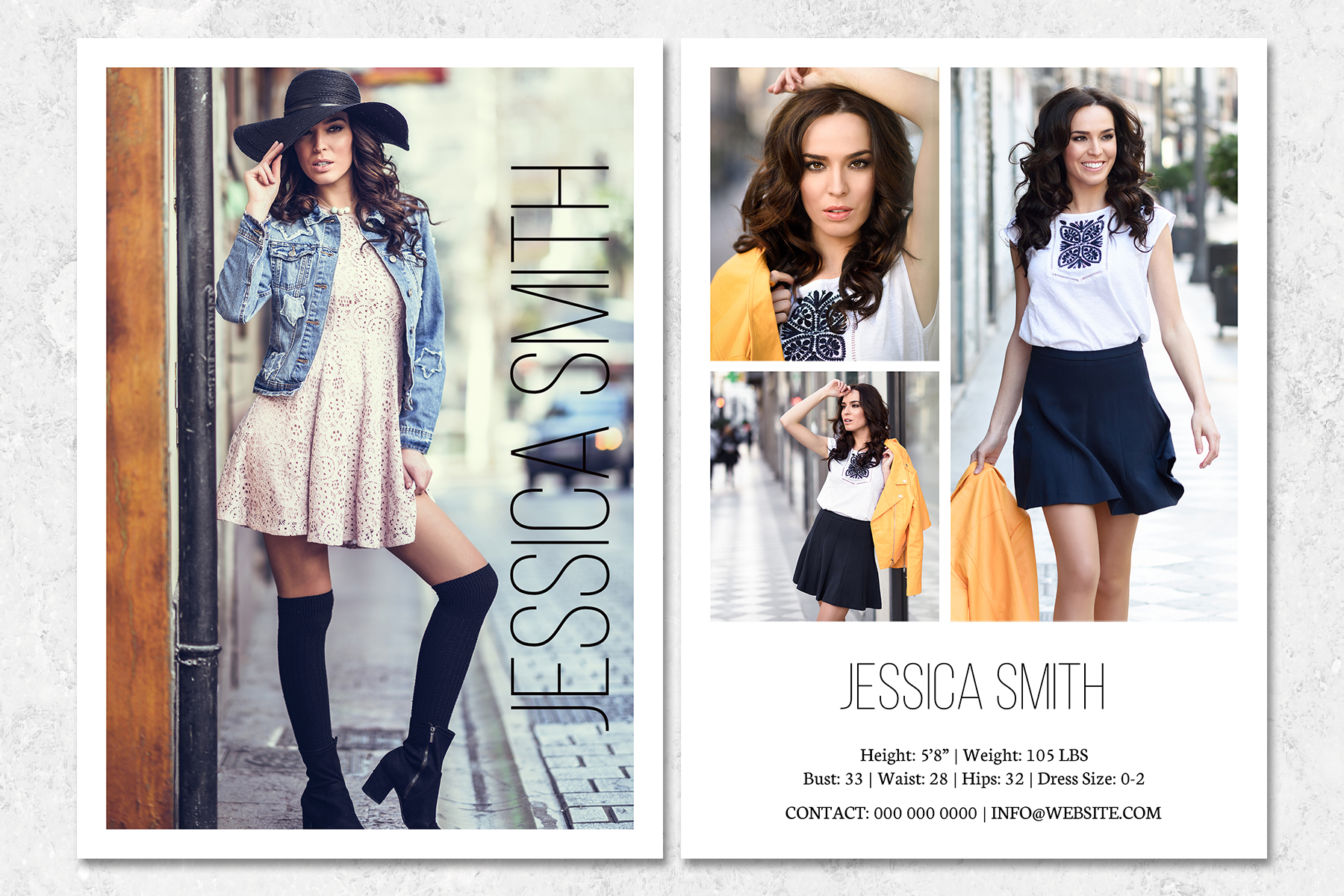 Fashion Model Comp Card Template Fashion Model Comp Card Template Example Image 1