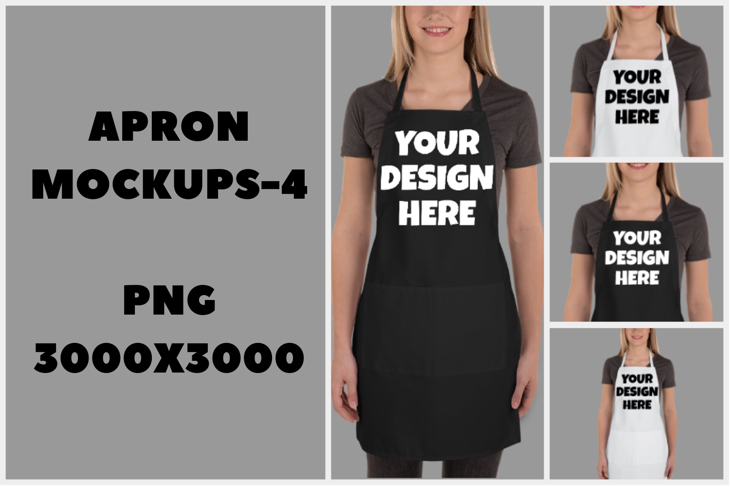 Download Apron Mockups White & Black - 4 |PNG |Women (189510) | Mock Ups | Design Bundles