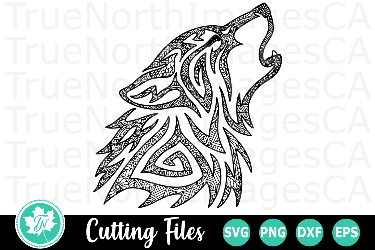 Download Zentangle Howling Wolf - An Animal SVG Cut File (287481) | Cut Files | Design Bundles