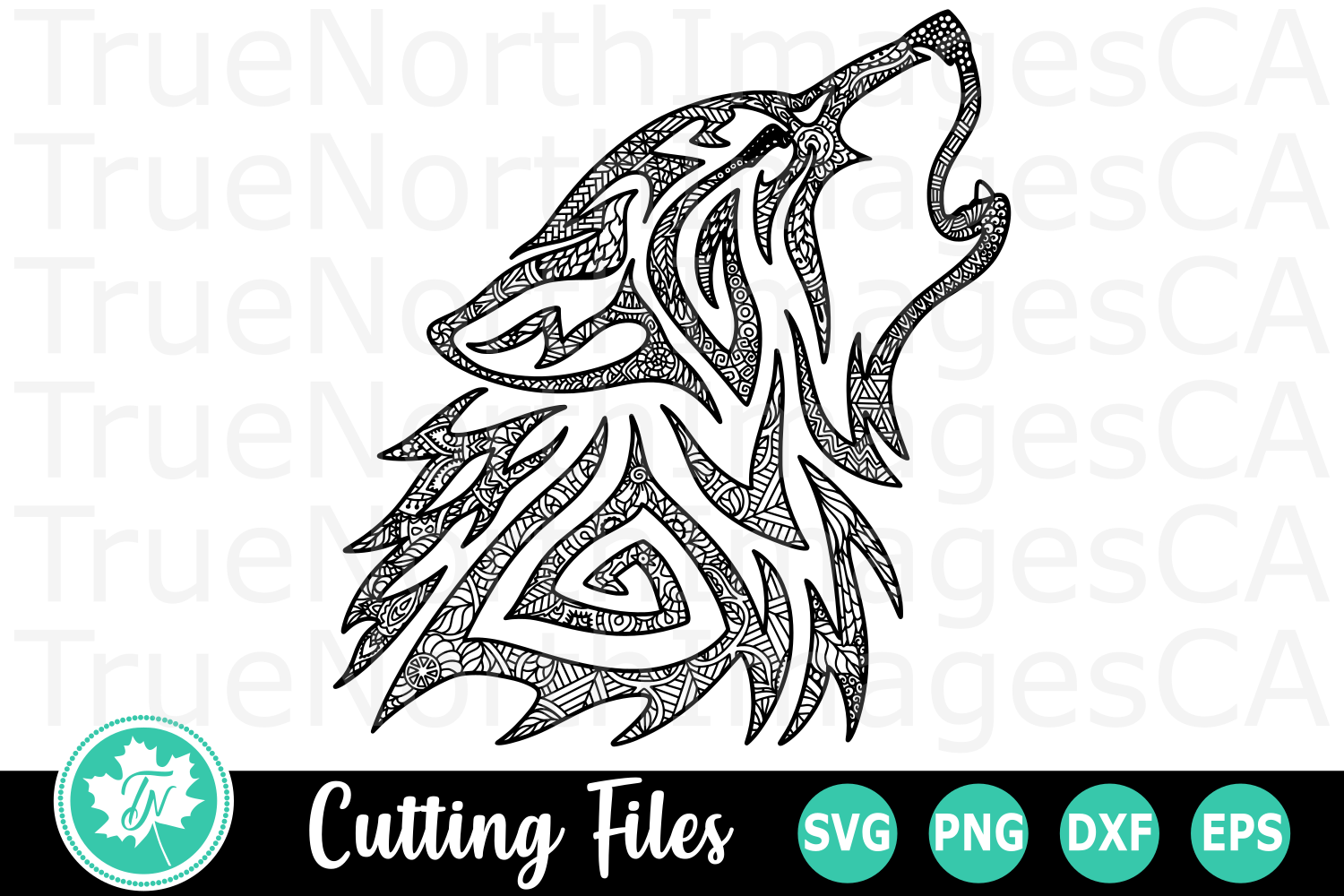 Zentangle Howling Wolf - An Animal SVG Cut File (287481 ...