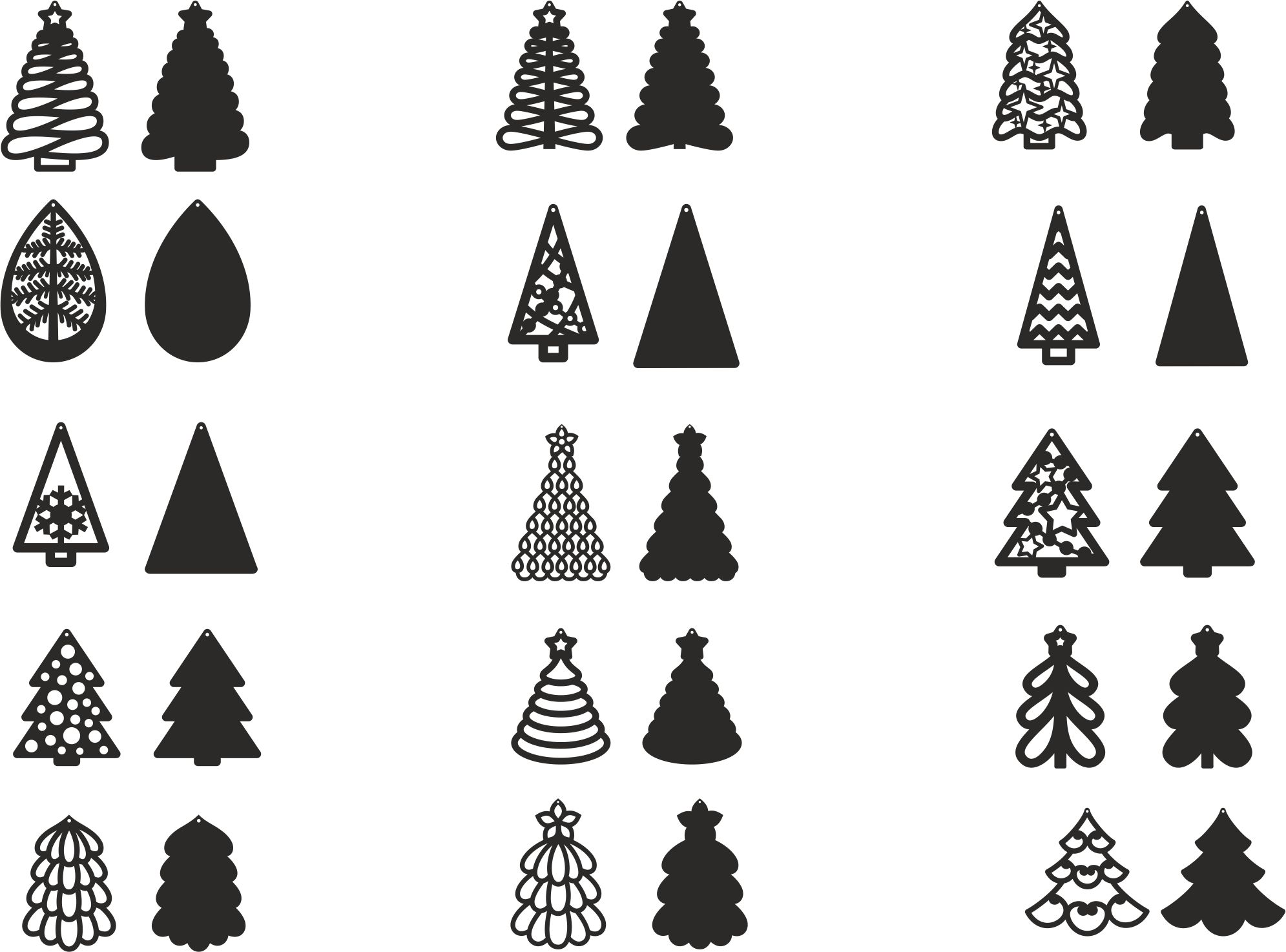 Download Christmas Earrings SVG, Christmas Tree SVG, Pendant Template