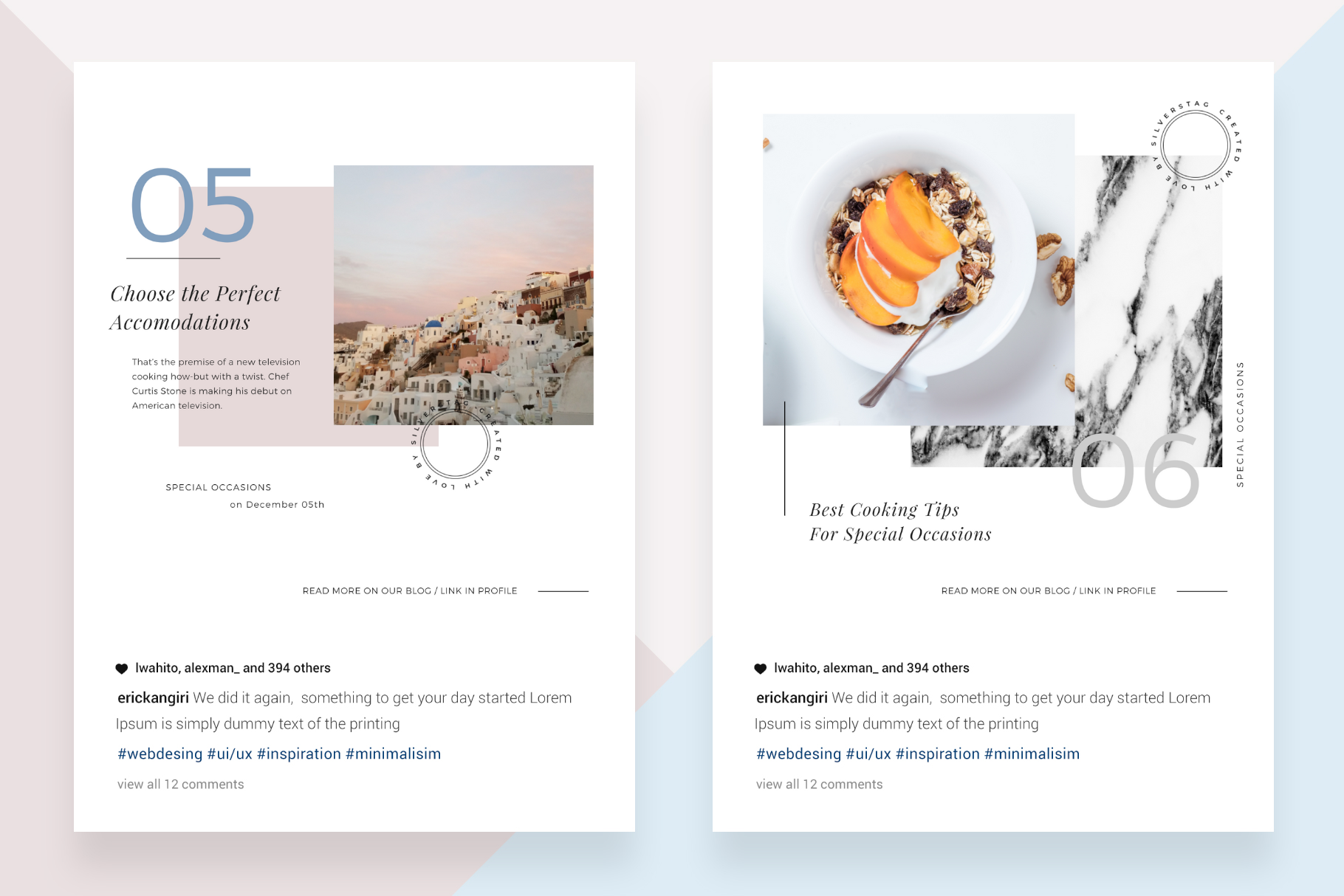 CANVA Food & Travel Instagram Posts - Canva Insta Templates (121003