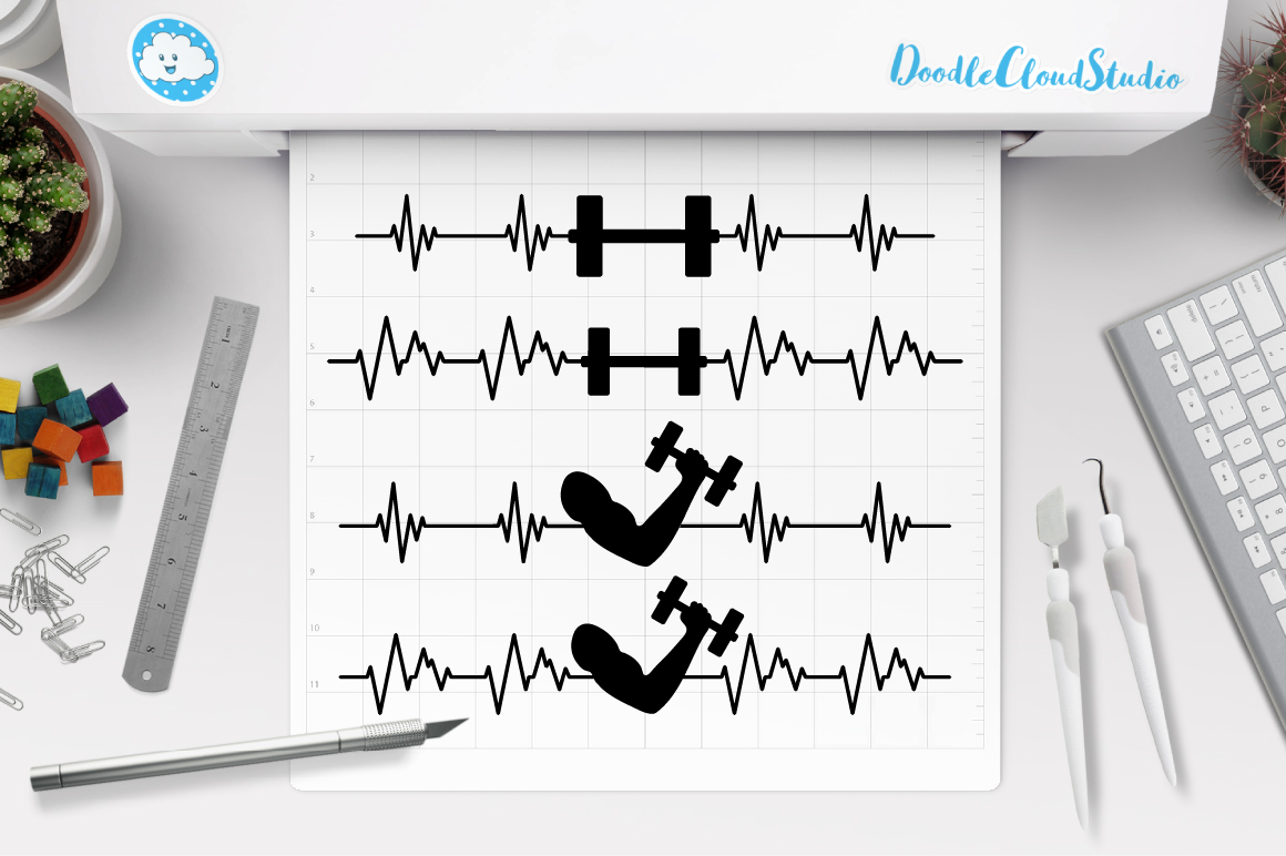 Download Heartbeat barbell SVG, Cardiogram Muscle SVG, Heart beat ...