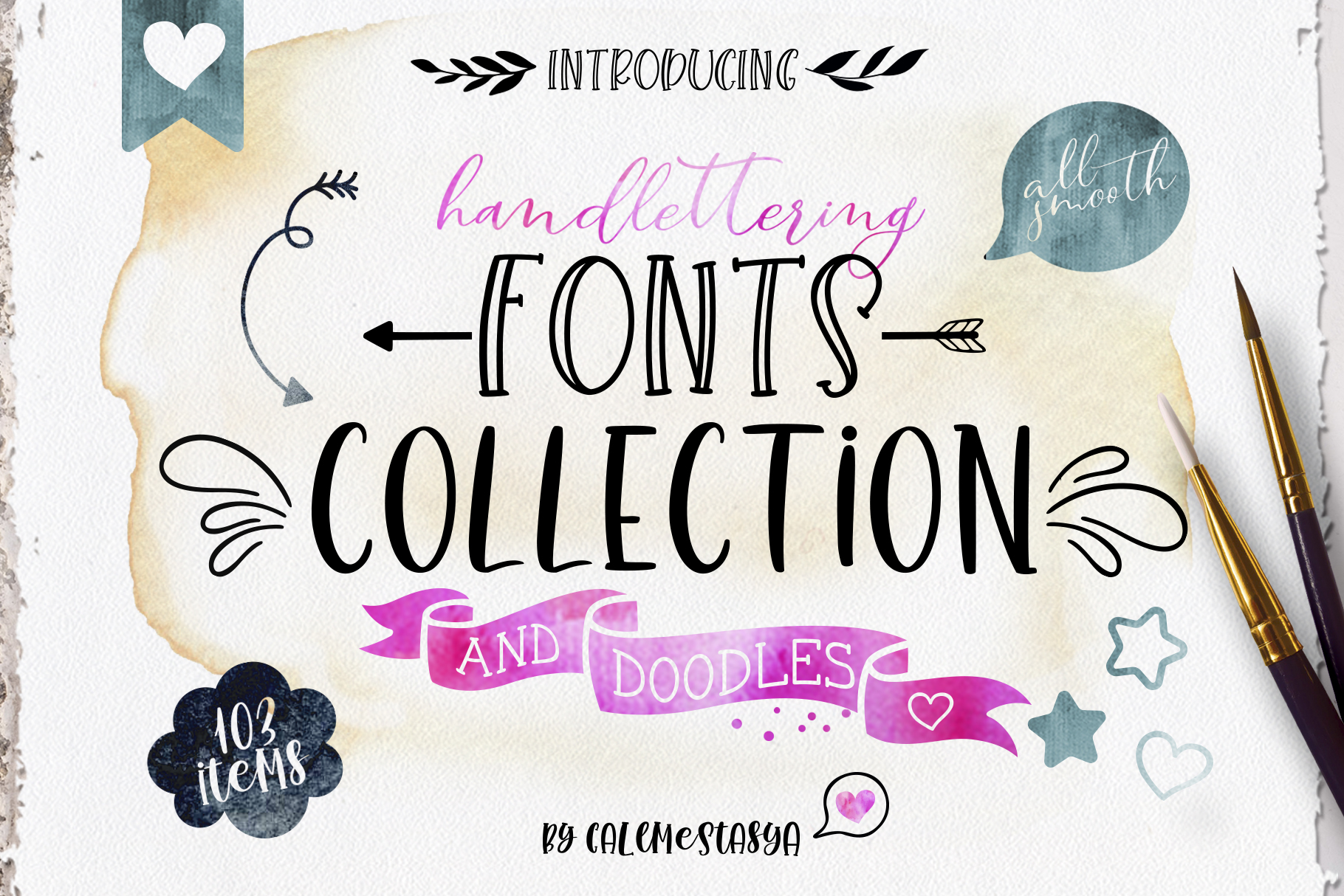 Smooth Handlettering Fonts Collection and Doodles (232131) | Other ...
