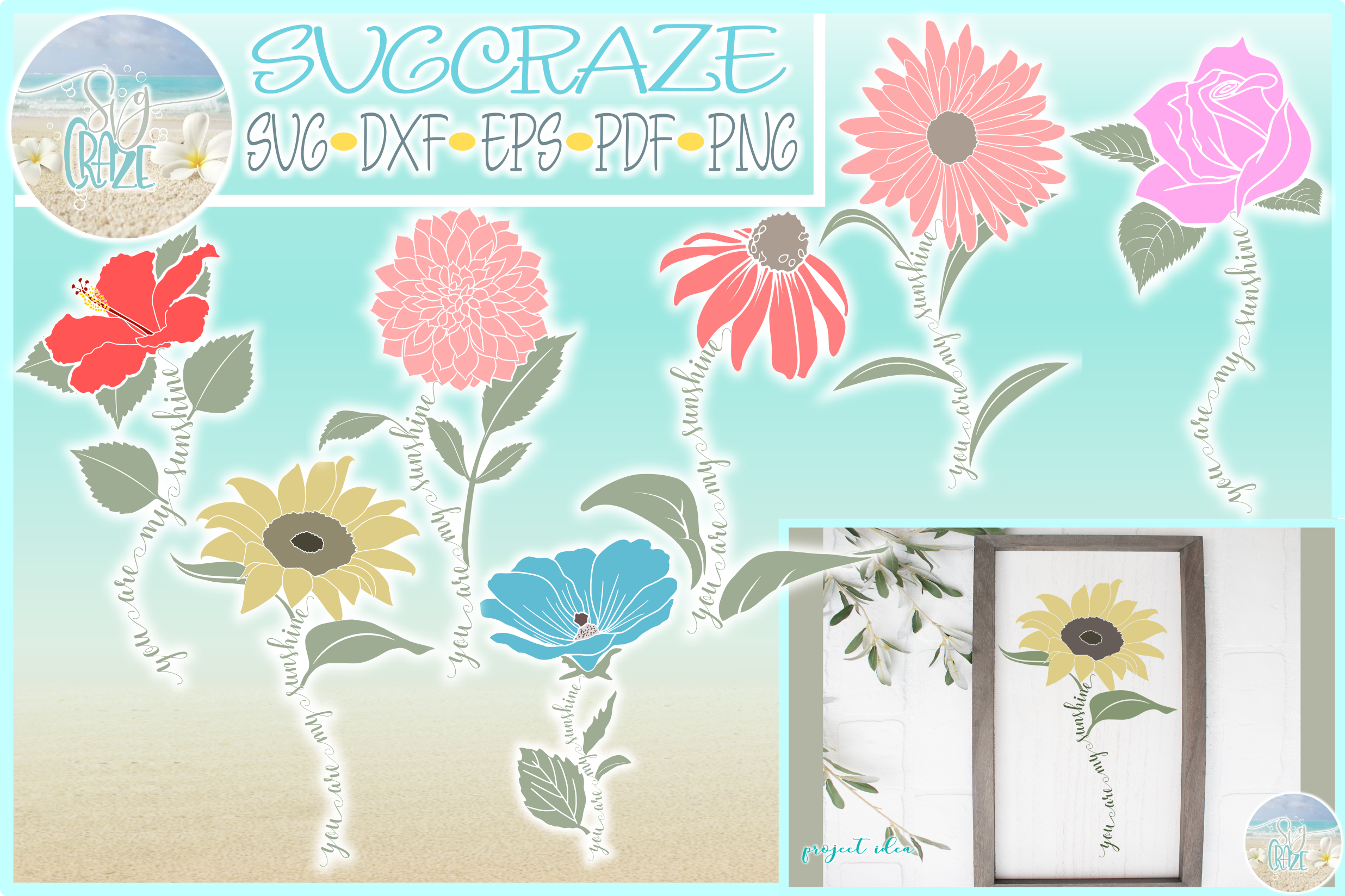 Download You Are My Sunshine Flower Bundle SVG