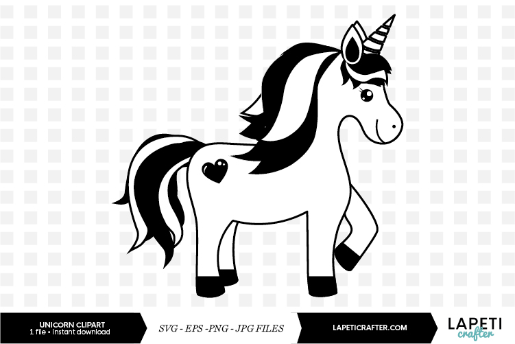 Cute Unicorn SVG file, black and white unicorn clipart (368274