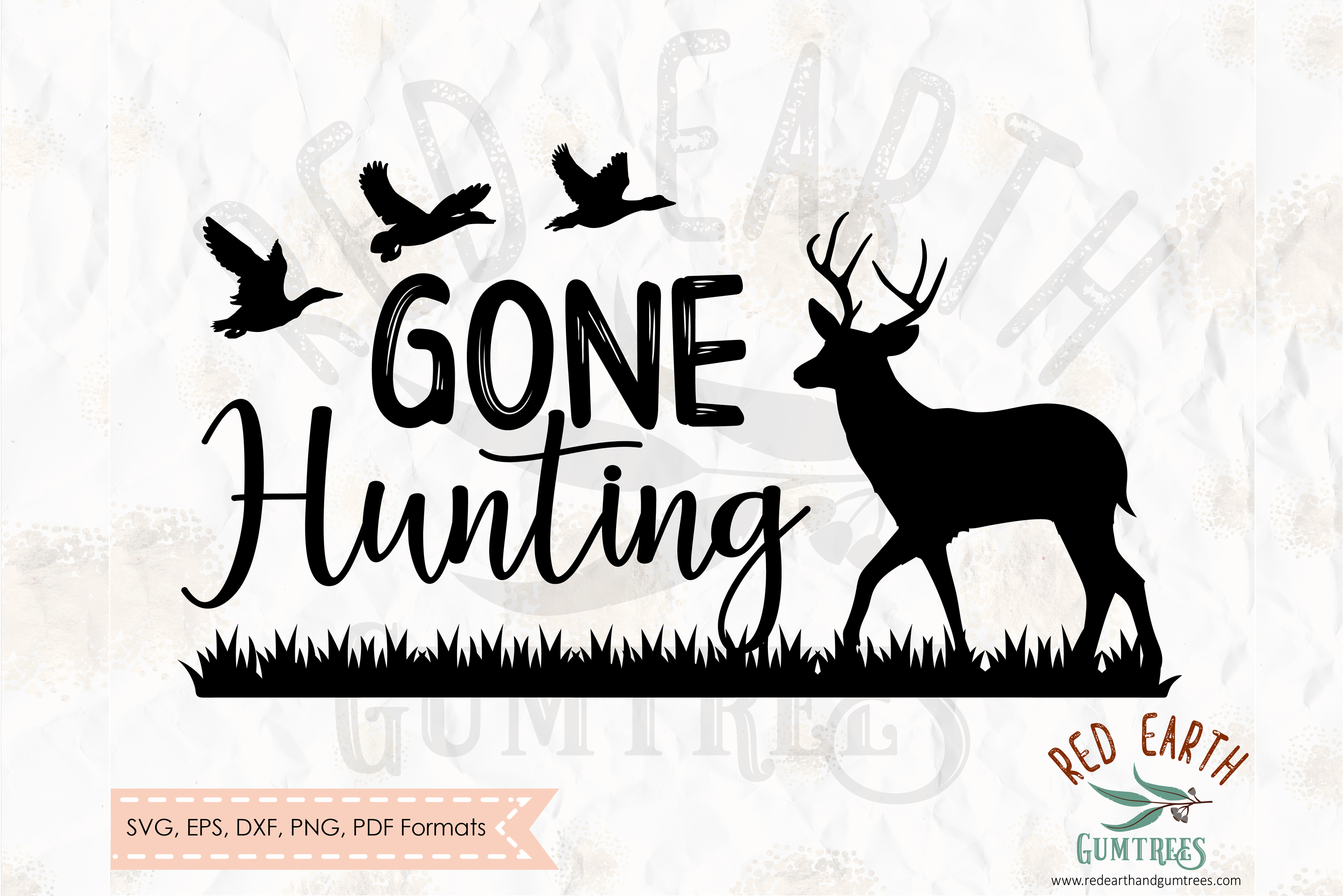 Gone hunting silhouette decal in SVG,DXF,PNG,EPS,PDF formats