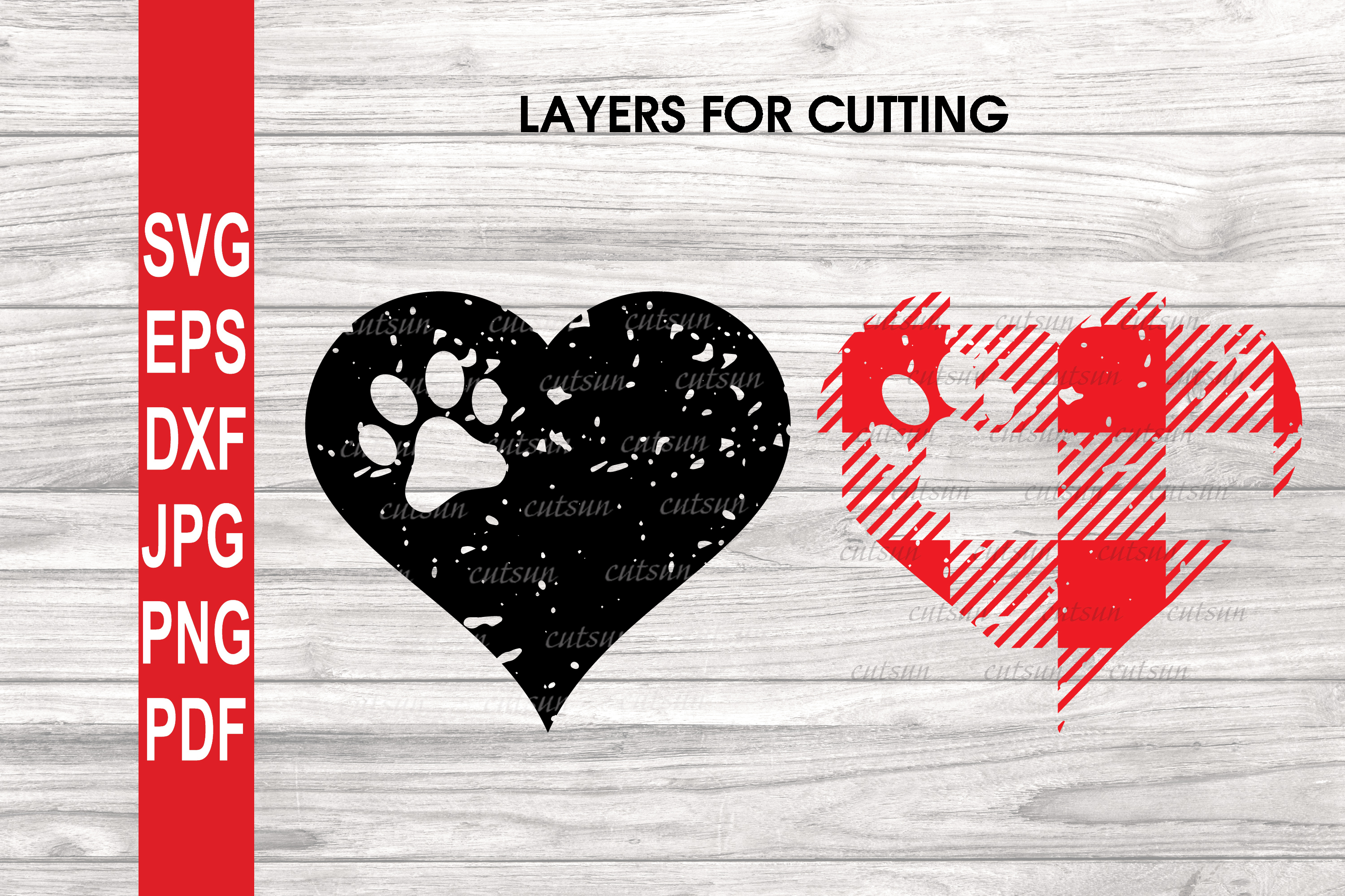 Download Buffalo plaid distressed heart with a Paw print SVG