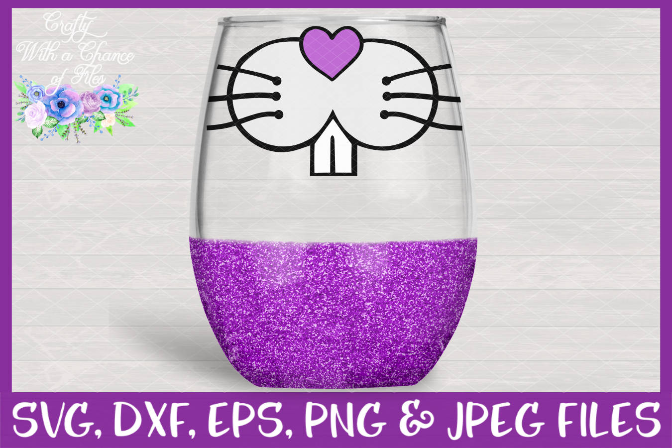 Bunny Heart Nose & Whiskers SVG - Easter Cup Design