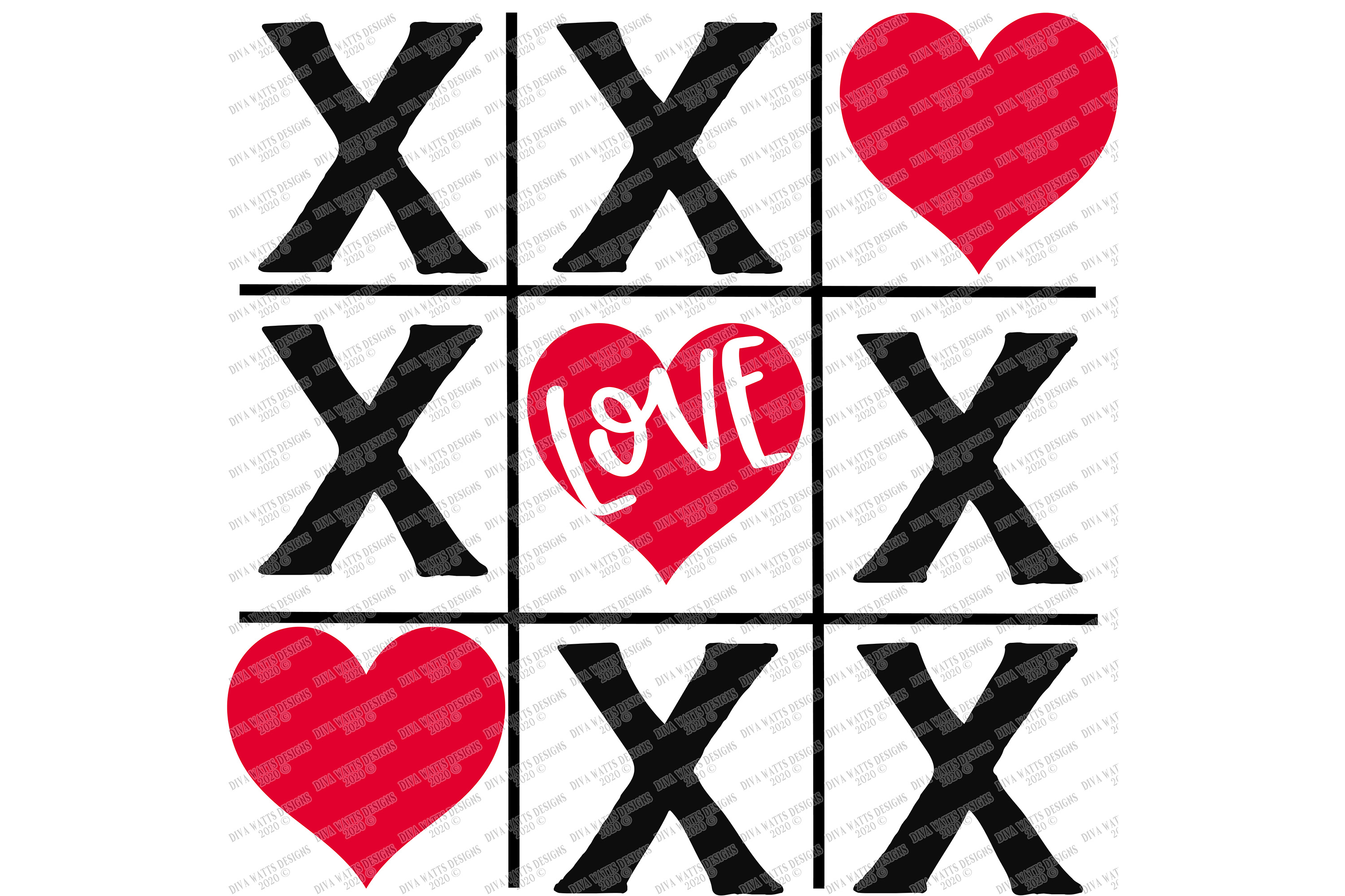 Tic Tac Toe Valentine's Day - Valentine Love Cut File - SVG