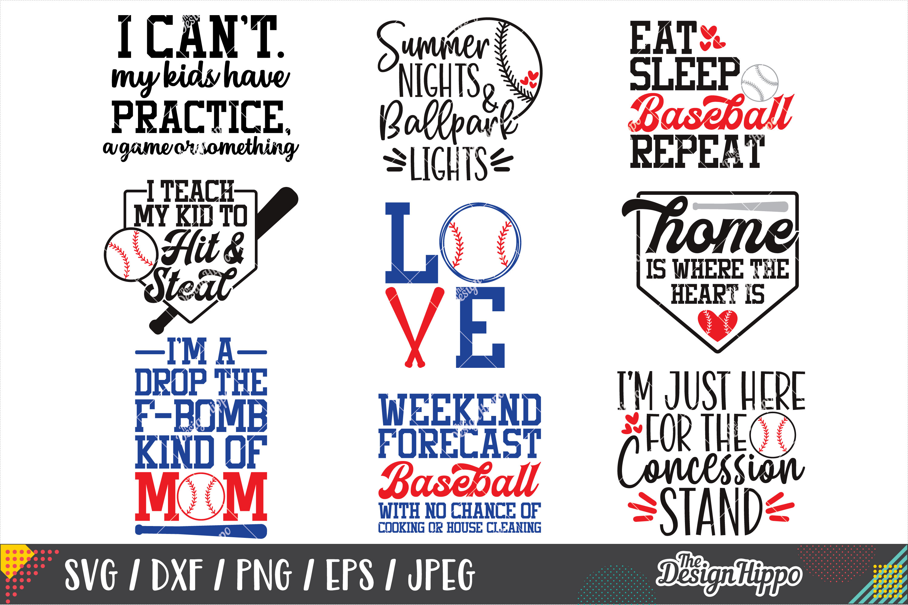 Download Baseball SVG Bundle, 30 Designs, DXF PNG EPS Cutting Files