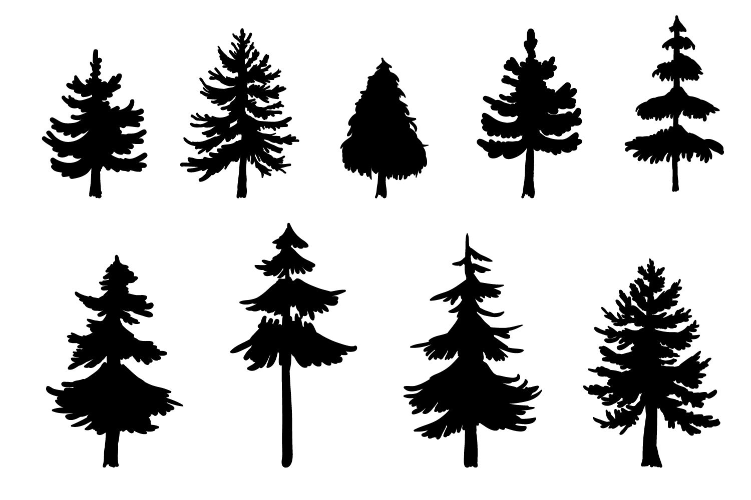 Download 9 Vector Pine Tree Silhouette Illustrations