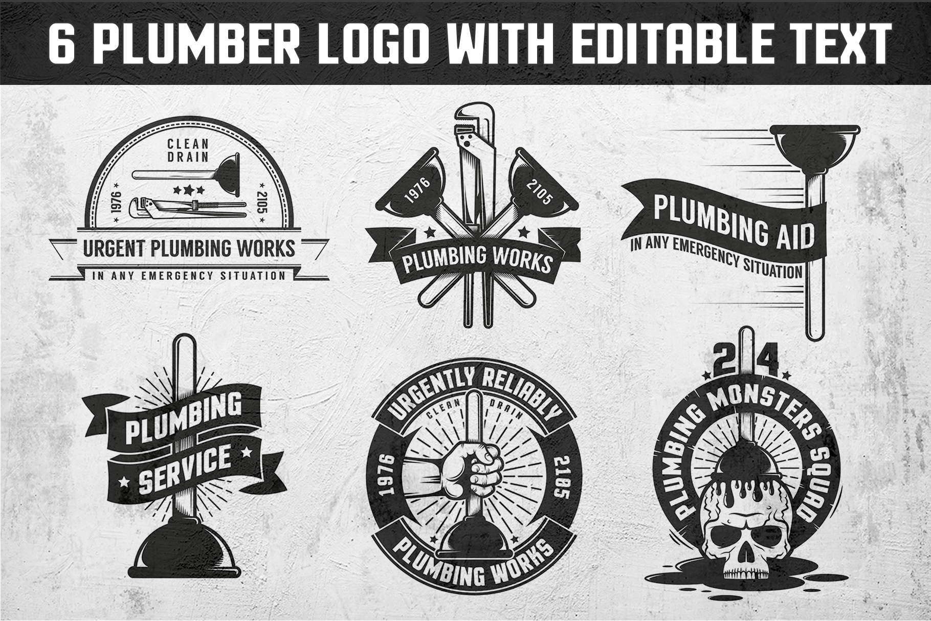Plumbing retro logos
