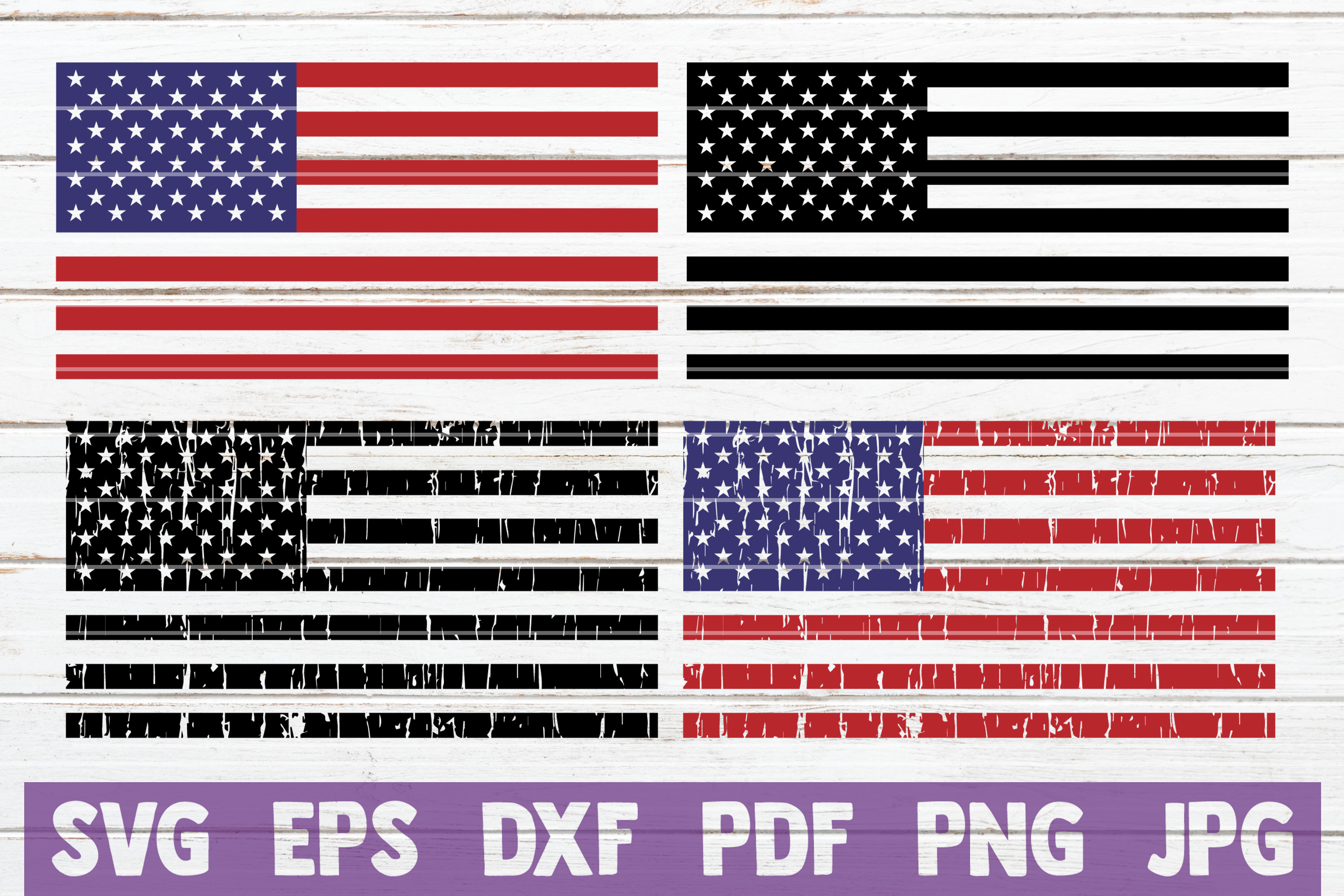 6 Distressed American Flags SVG Cut Files | commercial use (219430