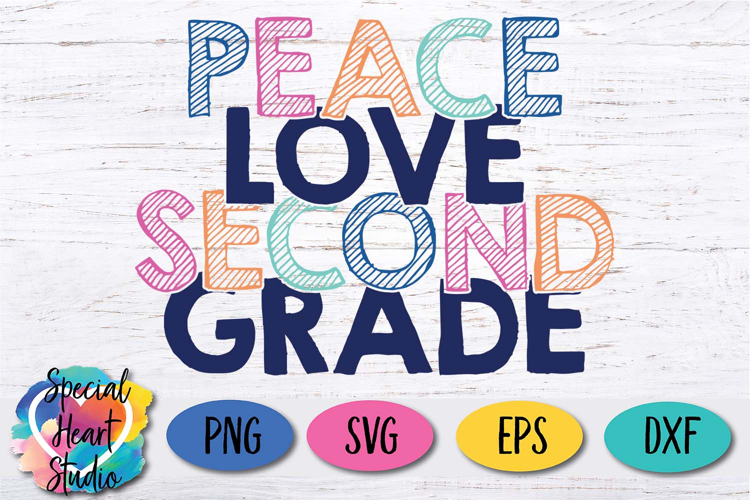 Download Peace Love Second Grade - A school or teacher SVG Cut File (289160) | SVGs | Design Bundles