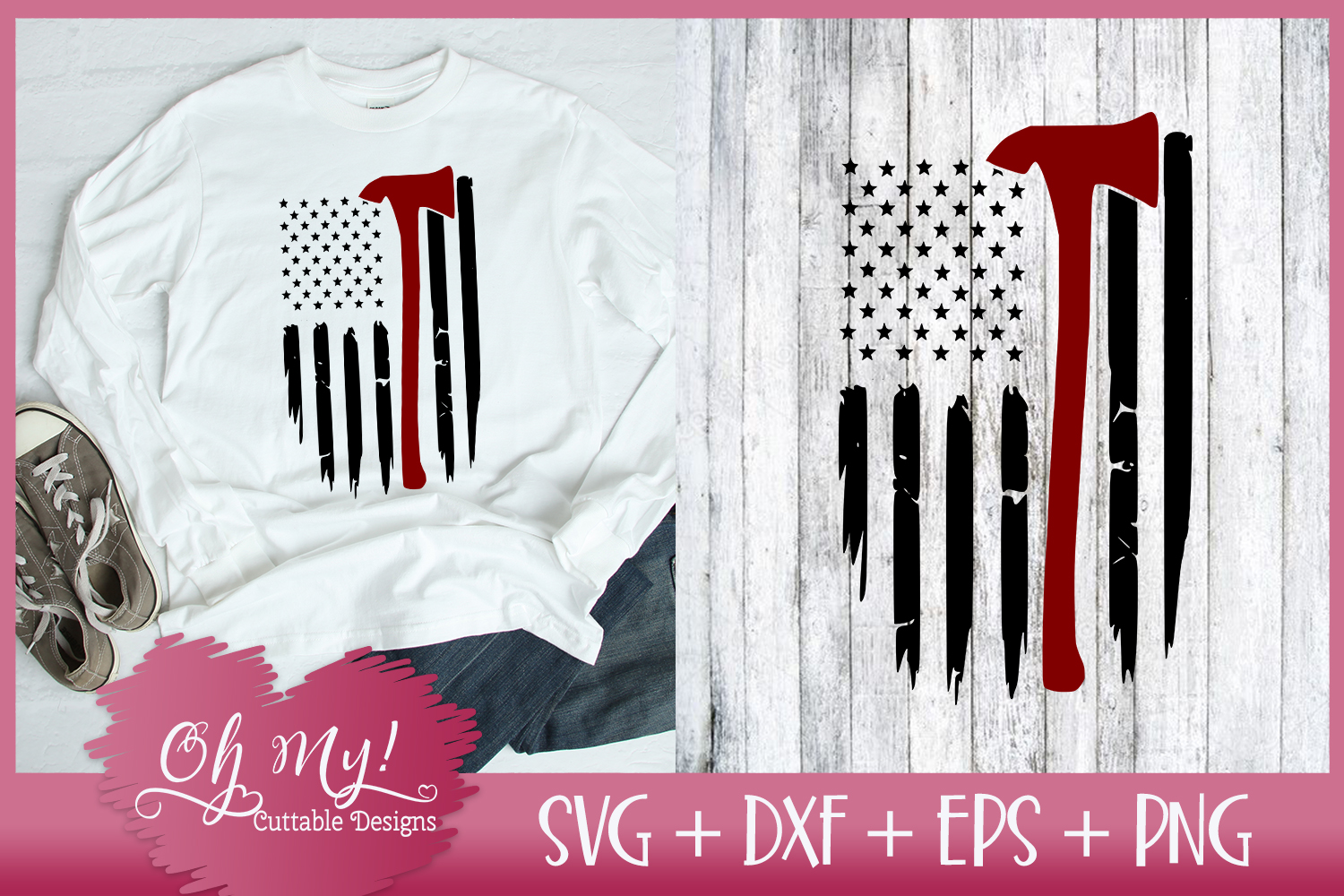 Download Distresses Flag with Axe - SVG DXF EPS PNG Cutting File ...