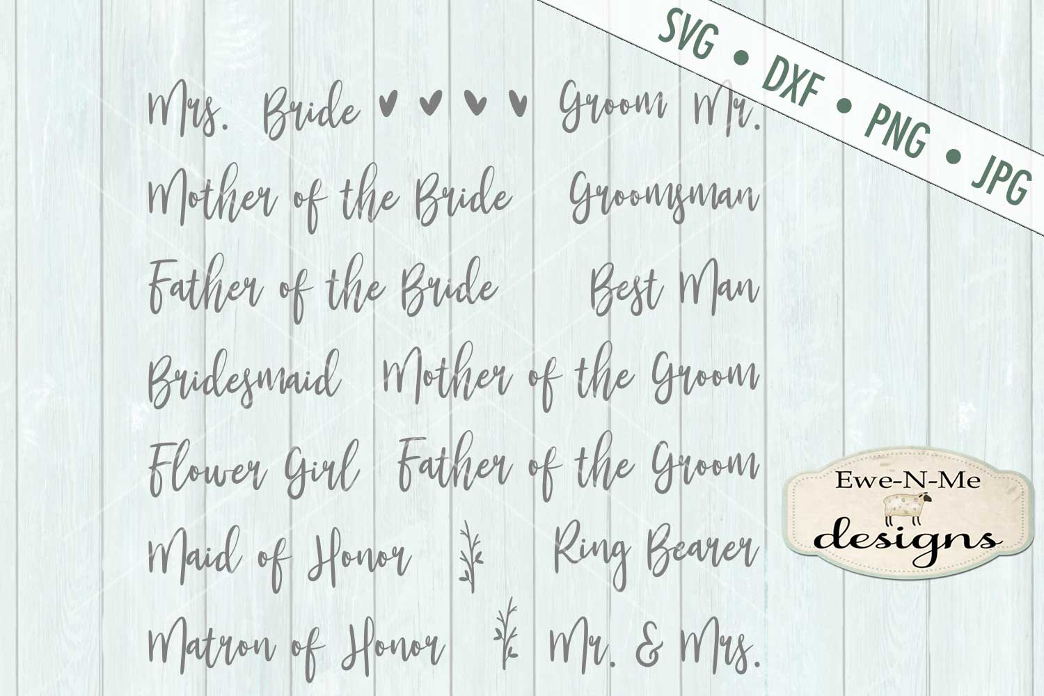 Download Wedding Party Words SVG DXF Cut File (206090) | Cut Files ...