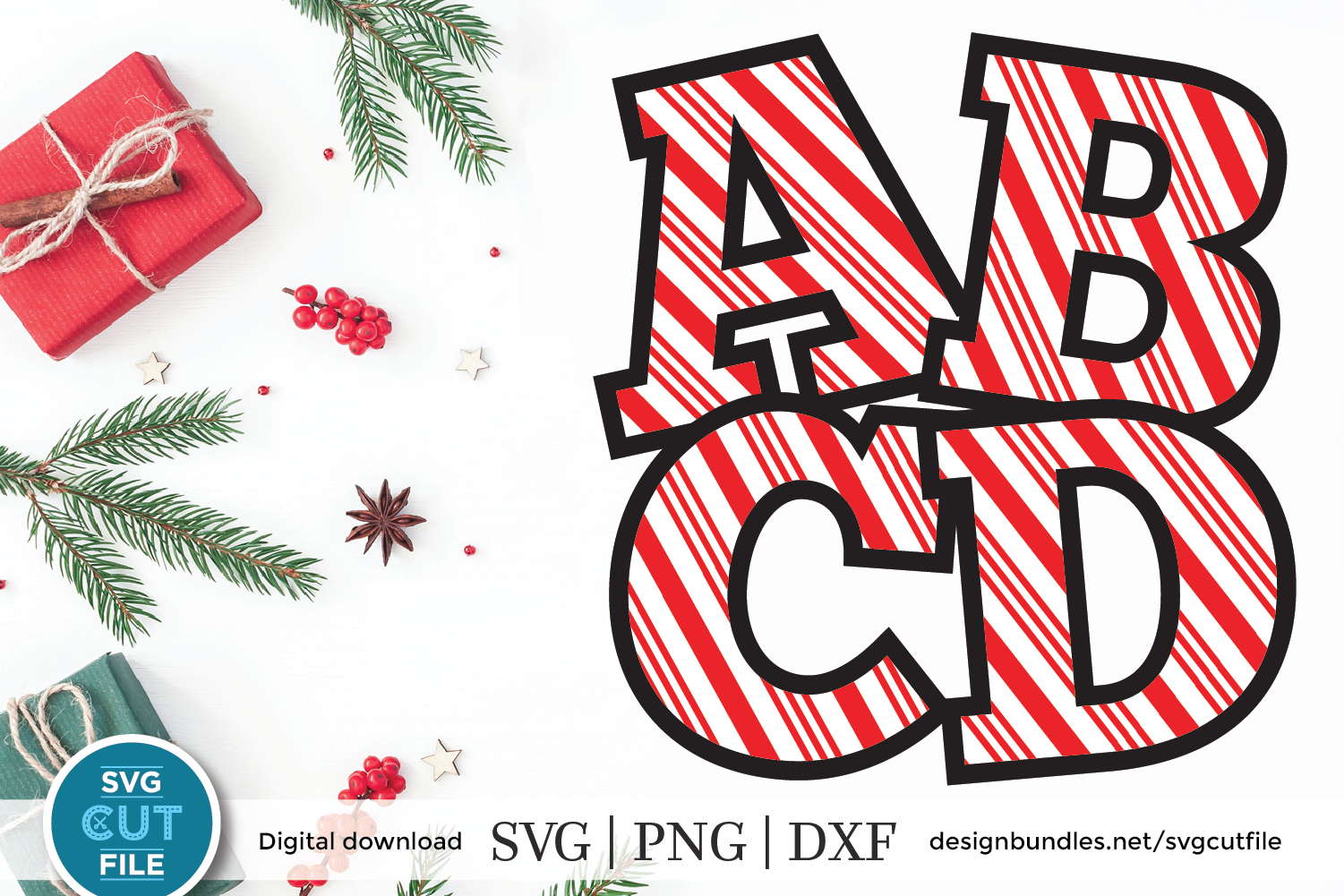 Download Candy Cane letters svg, christmas alphabet svg, dxf png