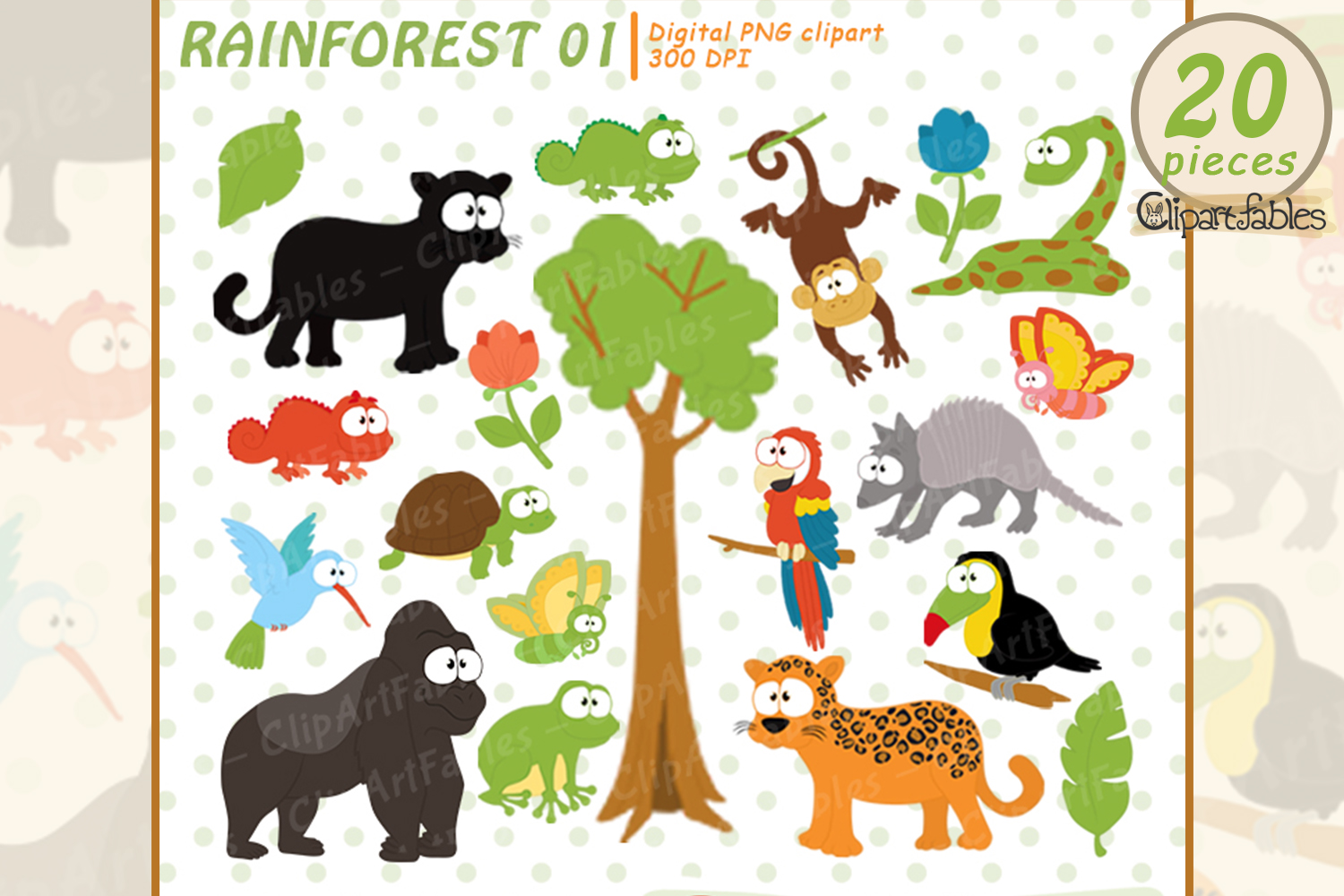 RAINFOREST clipart, Cute wild animals clip art, Jungle art