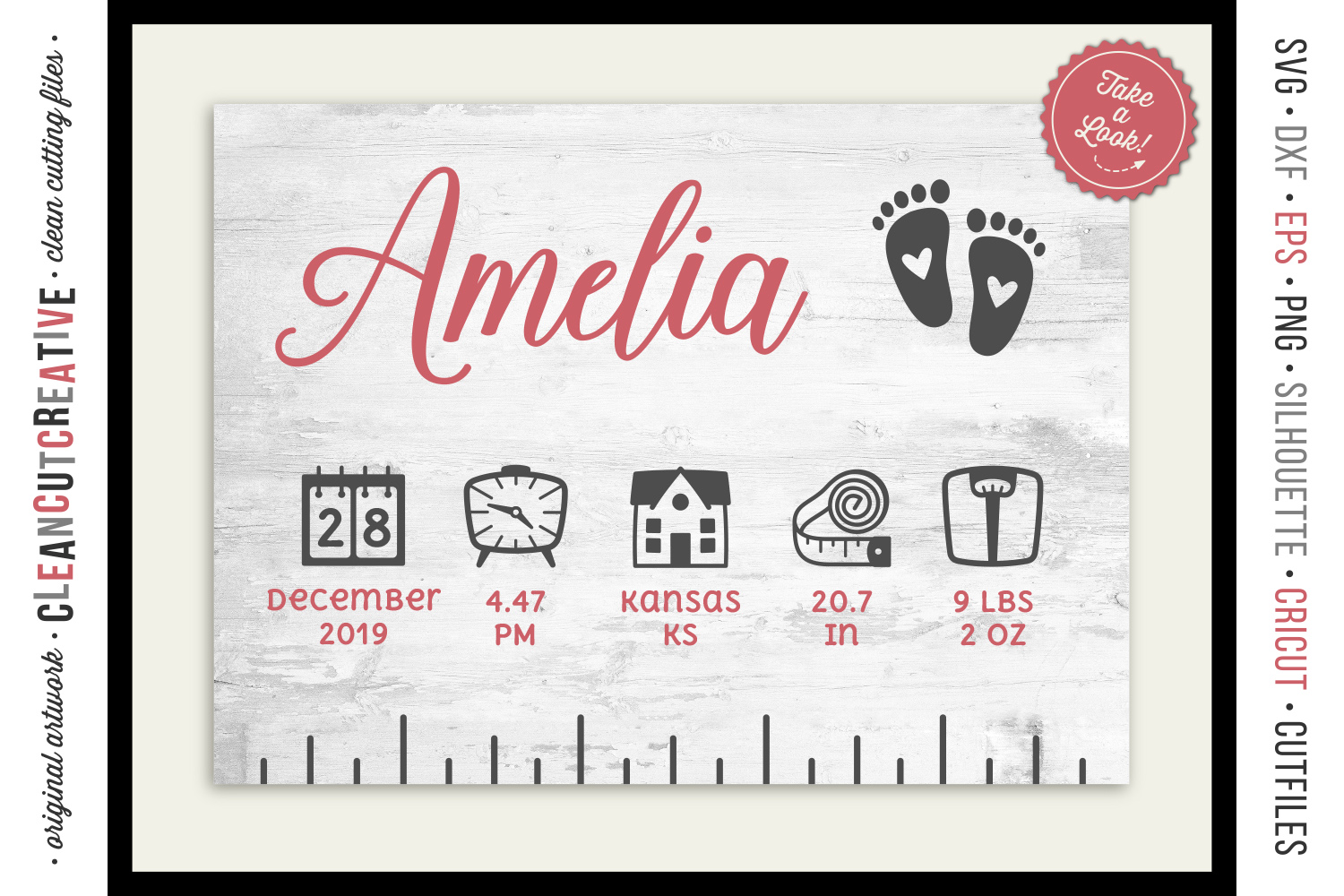 Download BABY BIRTH STATS - newborn elements - SVG file for ...