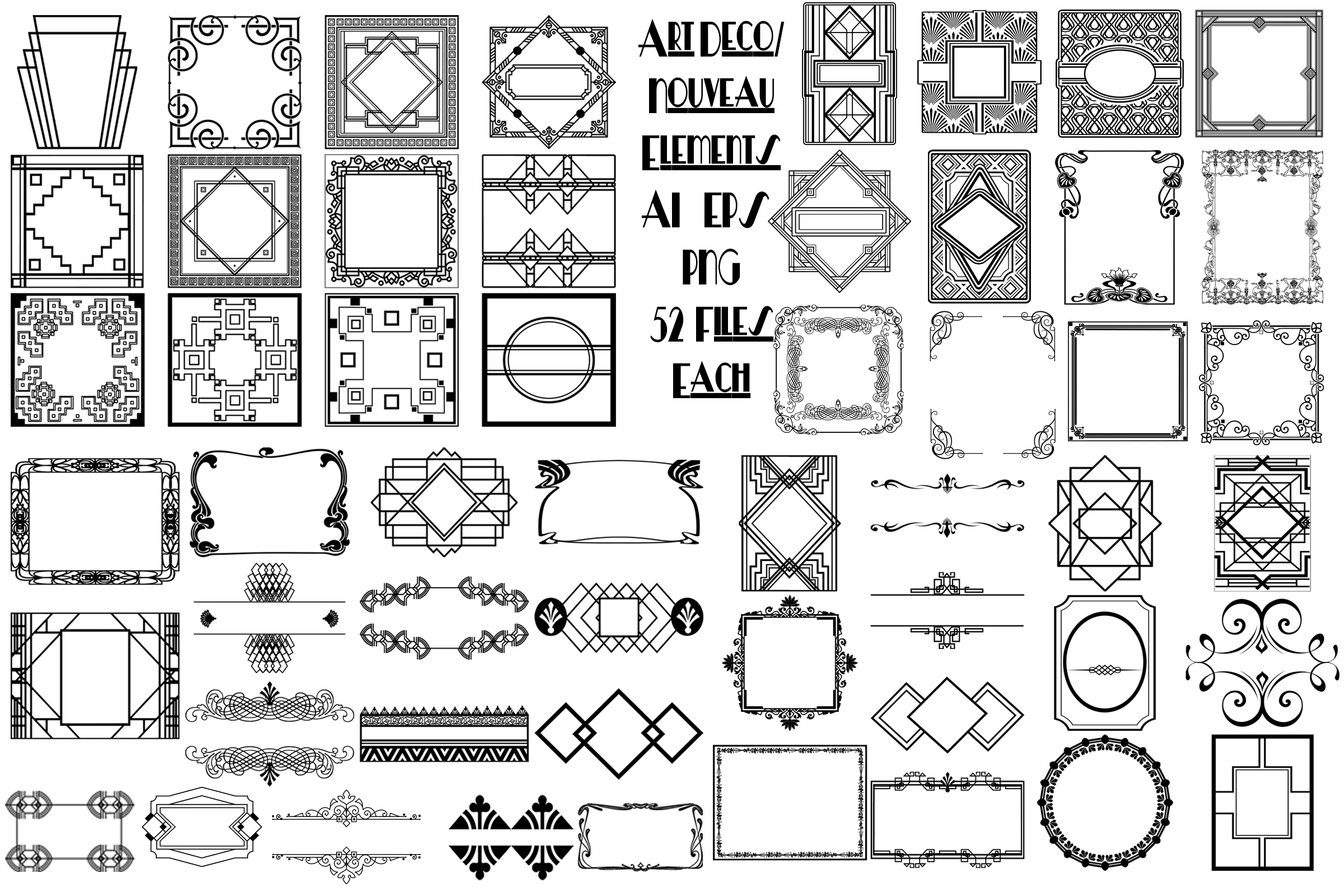 Art Deco Nouveau Vector Elements Ai Eps Png Illustrations Design Bundles