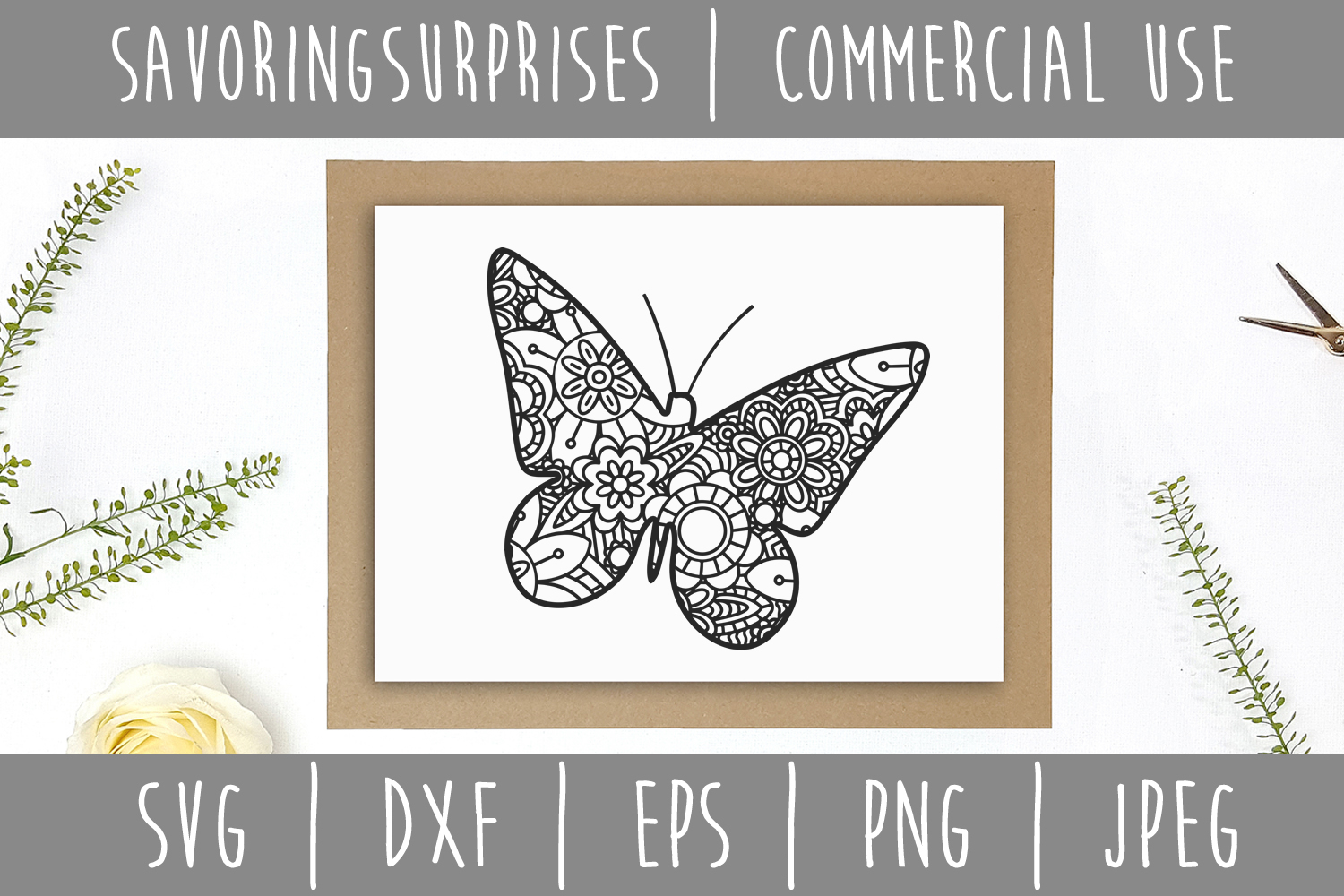 Download Butterfly Mandala Zentangle SVG, DXF, EPS, PNG, JPEG ...