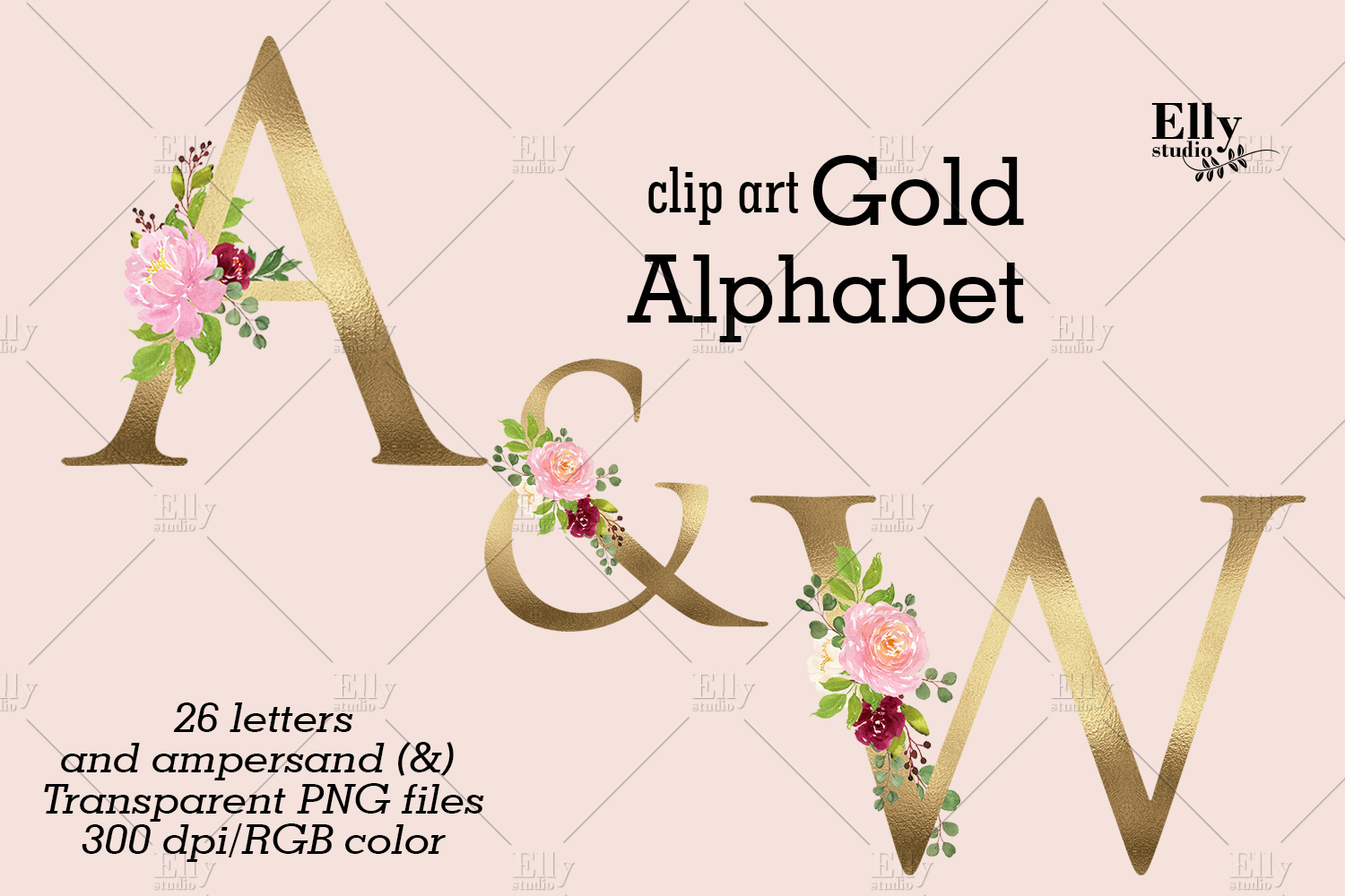 Download Gold Floral Alphabet Clip Art (85478) | Illustrations ...