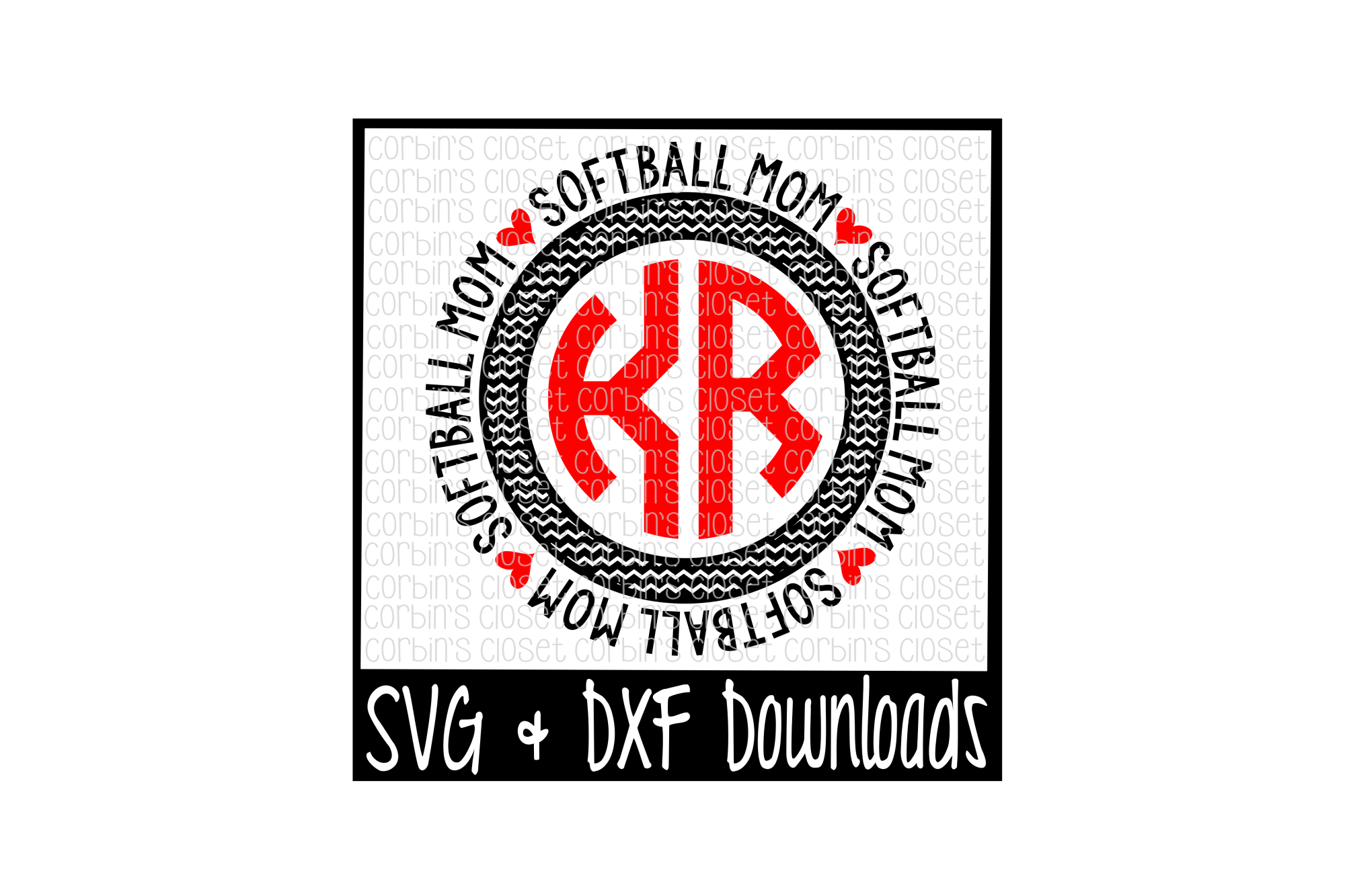 Download Softball Mom SVG * Softball Mom Circle Monogram Cut File (15280) | SVGs | Design Bundles