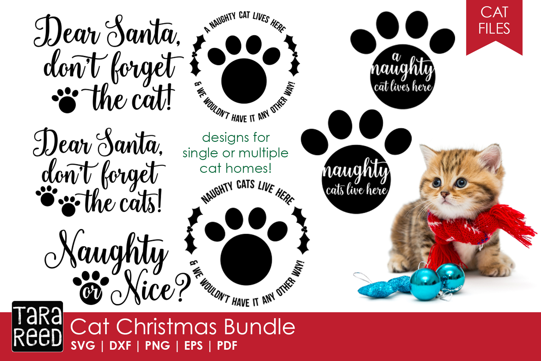 Download Cat Christmas - Cat SVG and Cut Files for Crafters (80951 ...