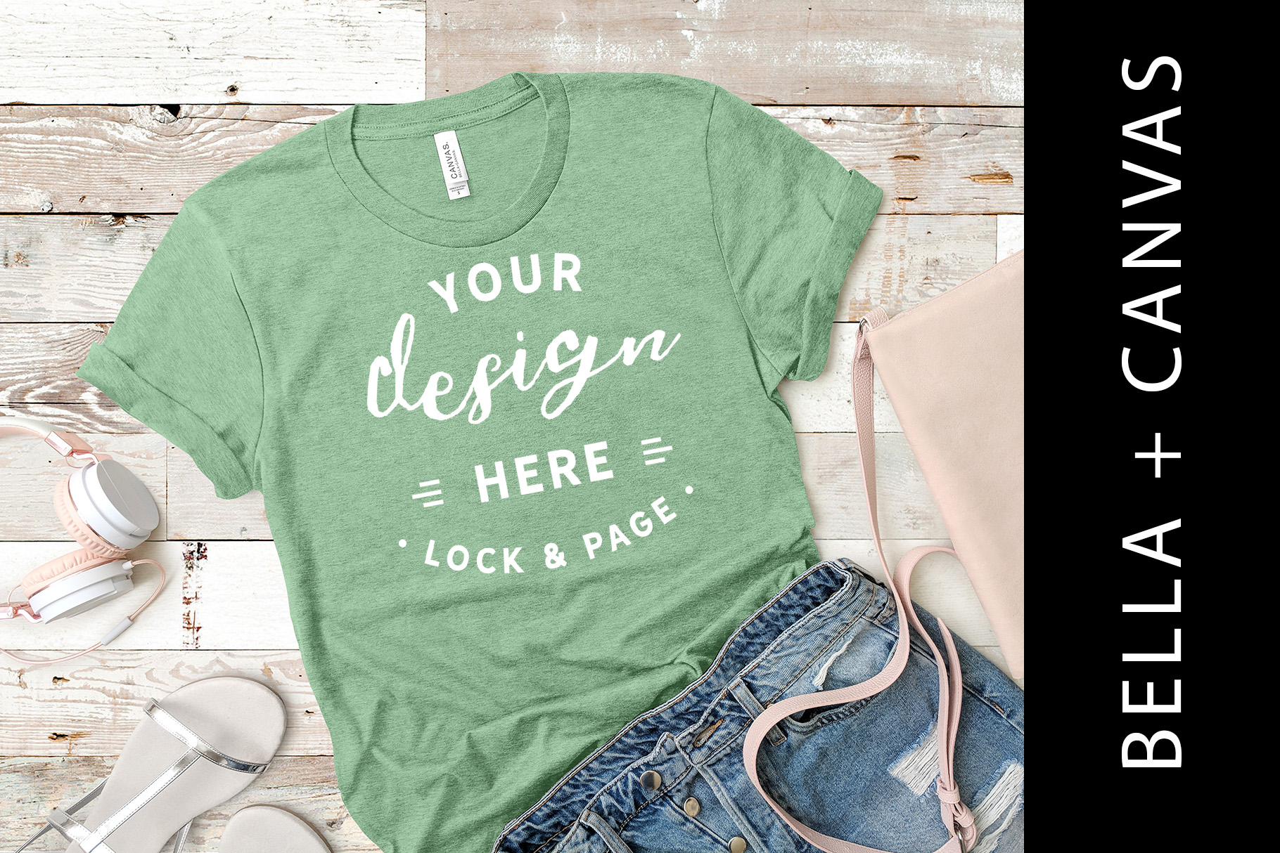 Heather Prism Mint Bella Canvas 3001 T-Shirt Mockup Feminine (147440 