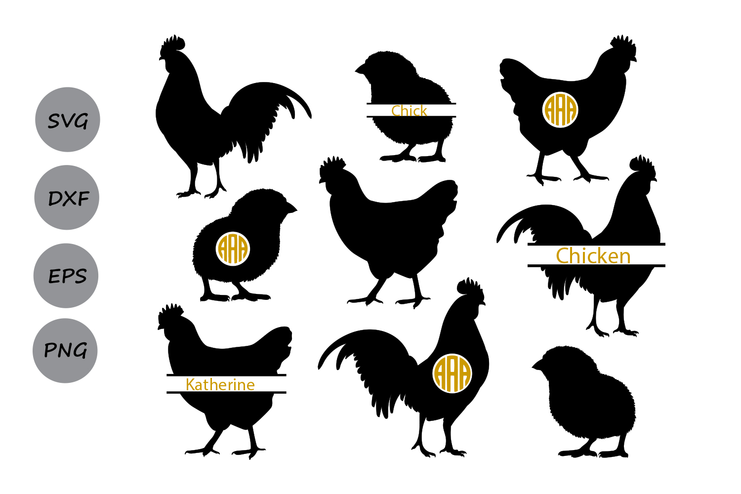 Download Chicken SVG, Chicken Monogram Svg, Rooster Svg, Hen Svg, Chicken Silhouette, farm svg, Cricut ...