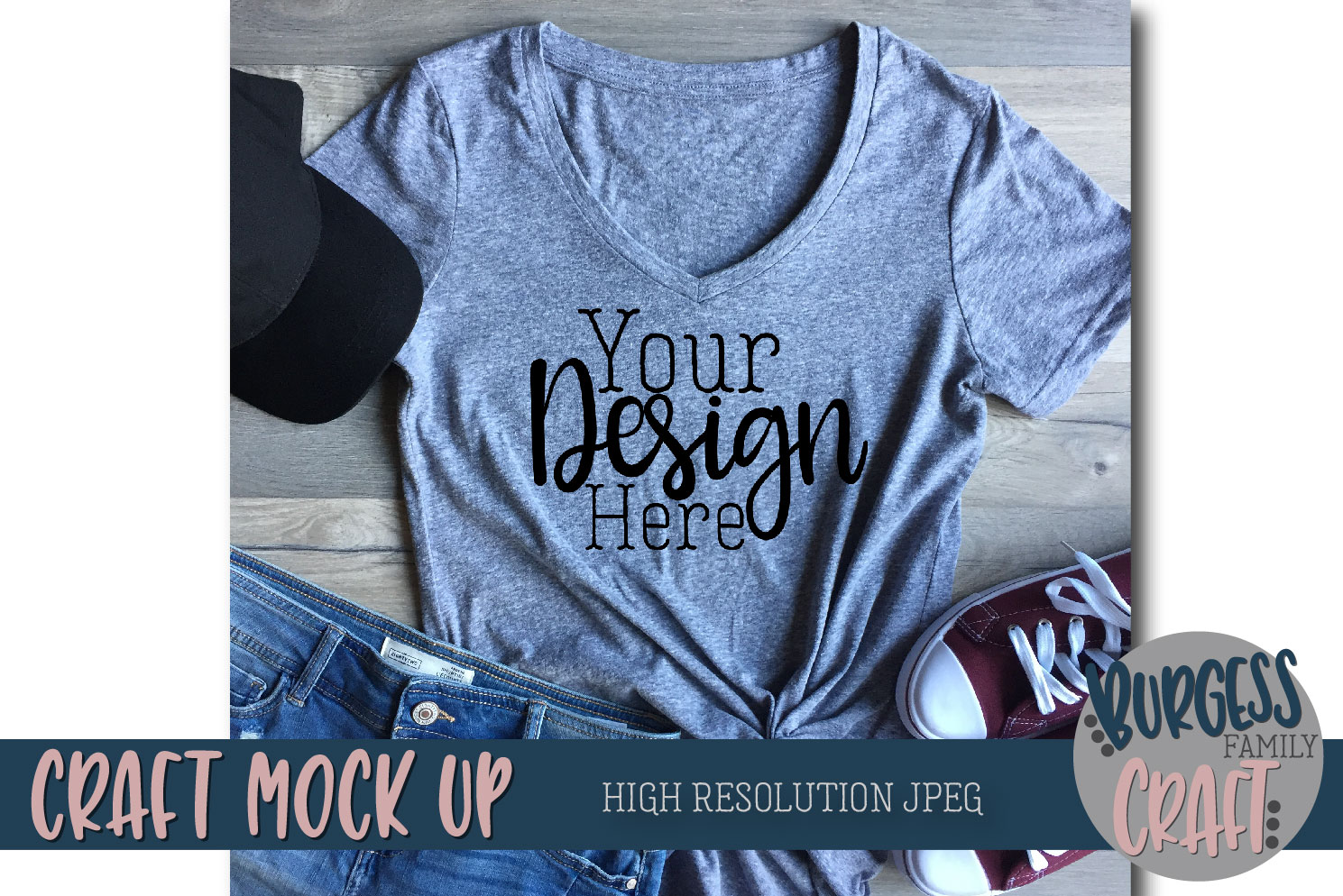 Download Styled grey t-shirt Craft Mock up | High Resolution JPEG