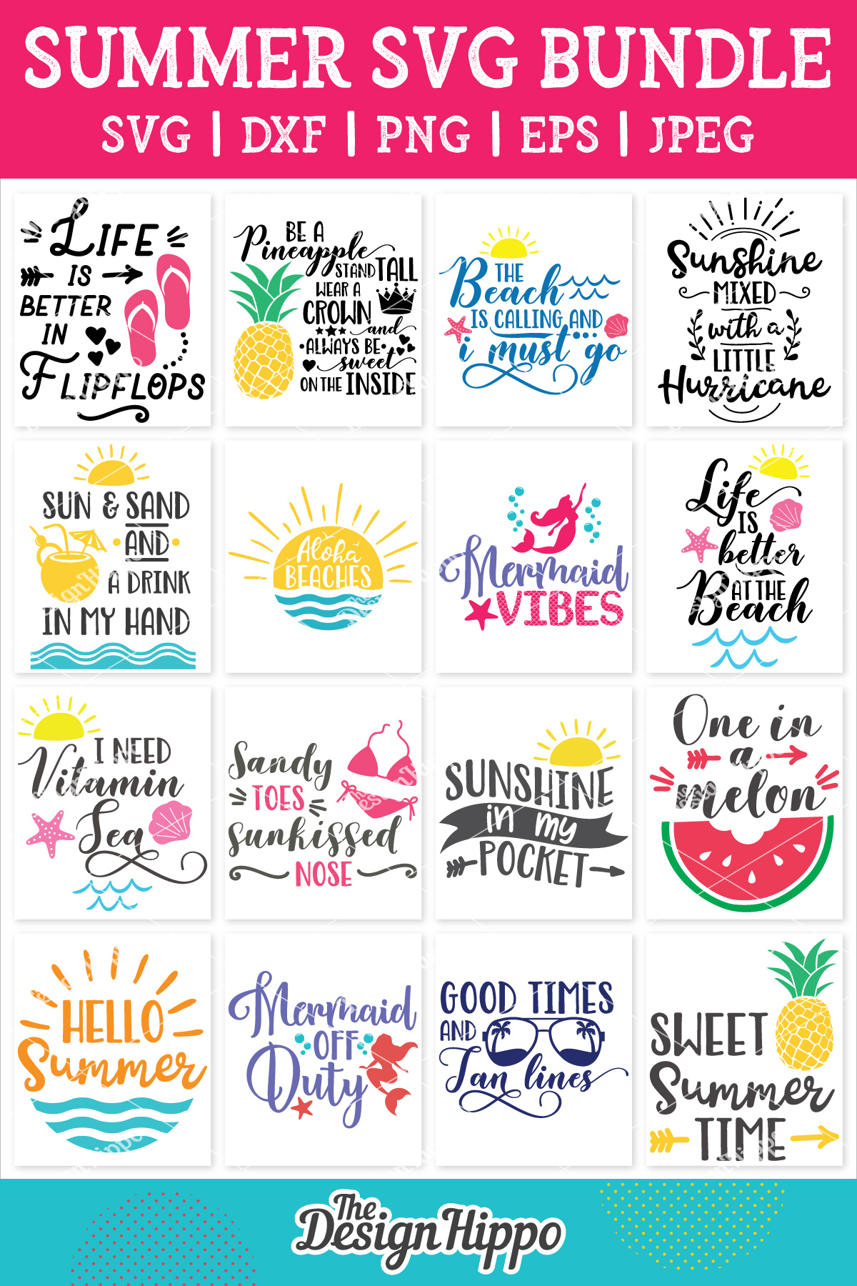 Download Summer, Beach Bundle of 20 SVG DXF PNG EPS Cutting Files