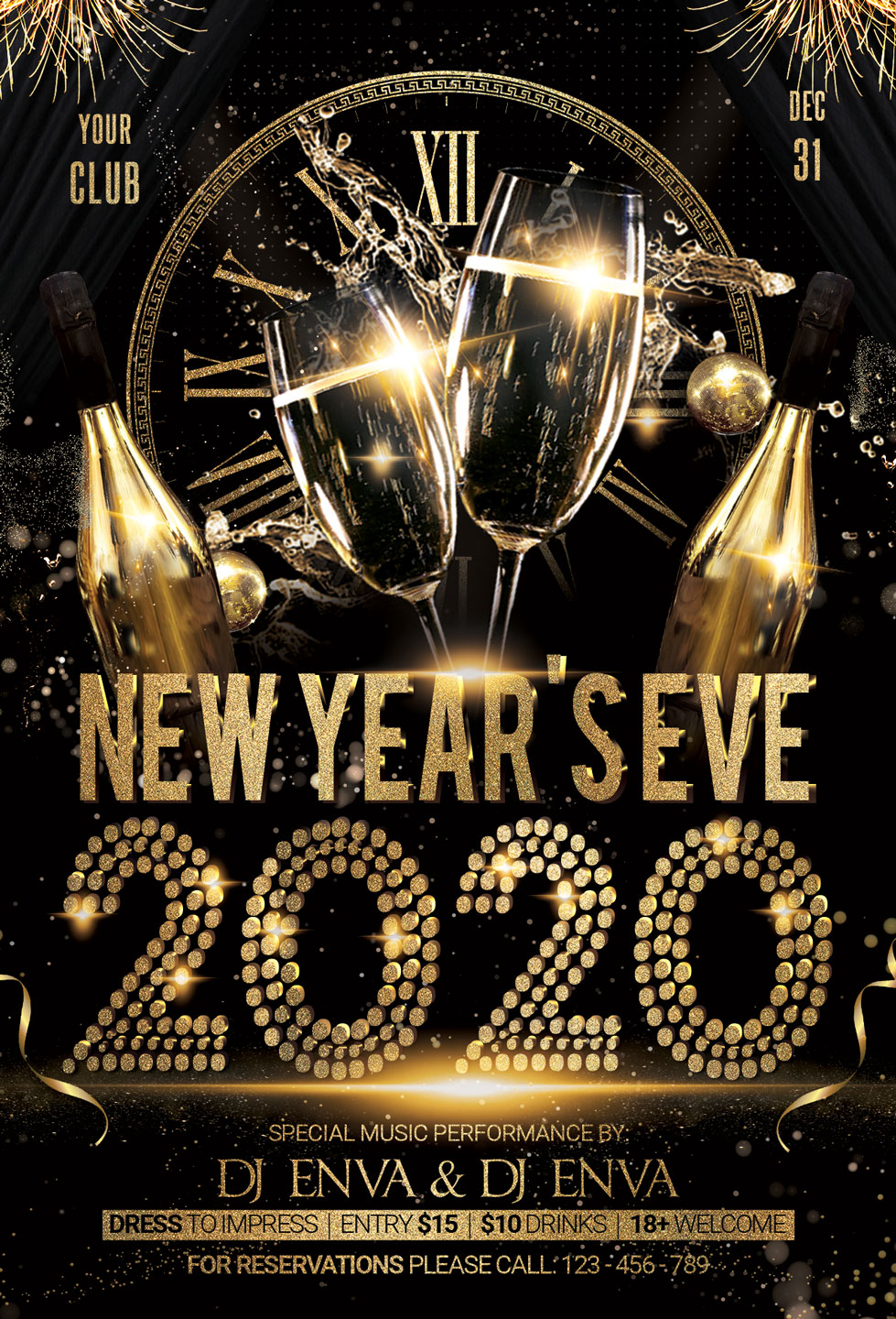 New Years Eve Flyer Template 8113