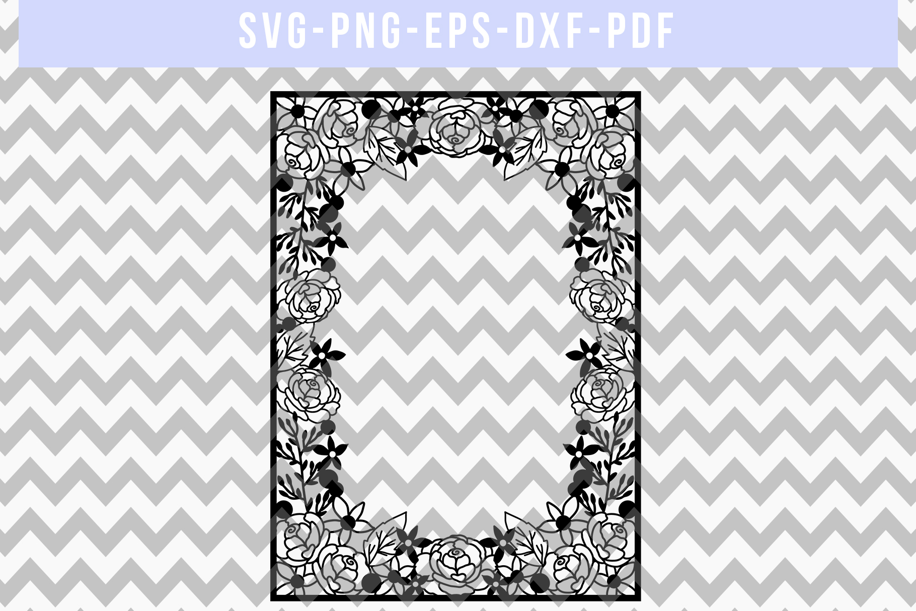 Download Floral Frame SVG Cut File, Wedding Flower Papercut, DXF, PDF