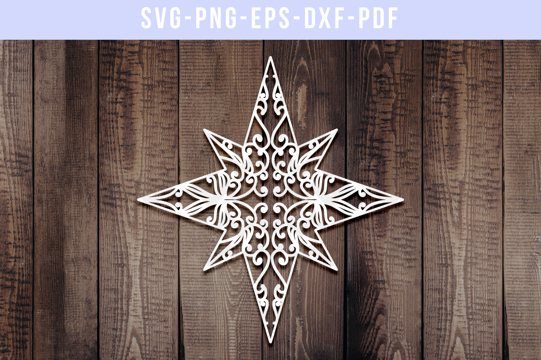 Christmas Star Papercut Template, Xmas Decor Ornament, SVG (260804