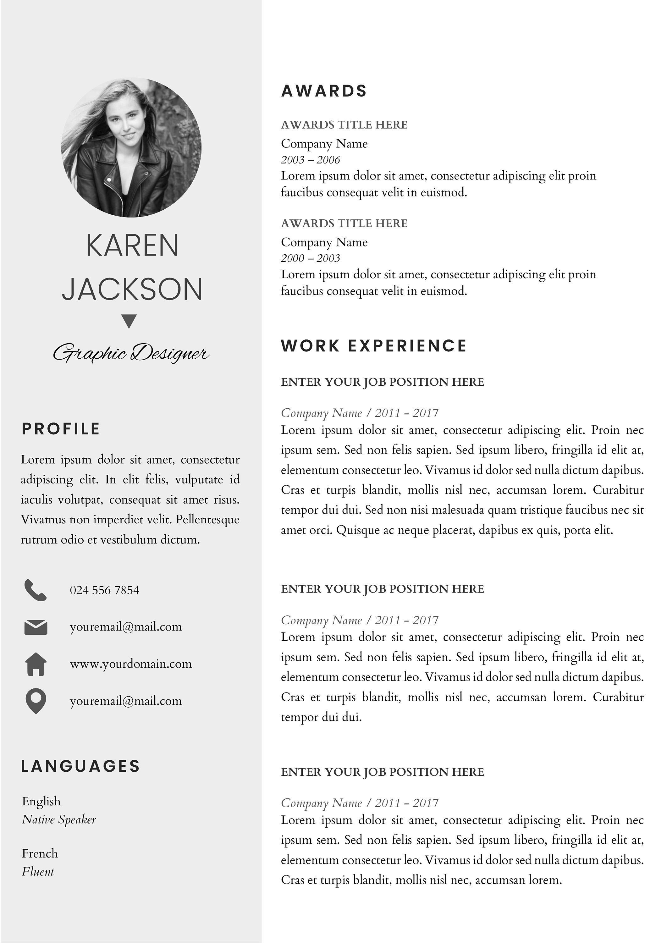 Resume | CV Template Cover Letter - Karen Jackson