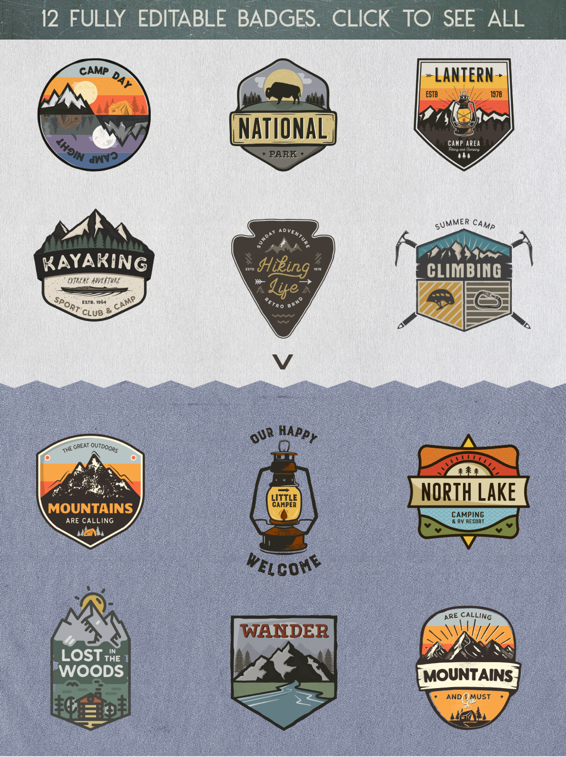 Retro Camp Badges / Outdoor Patches
