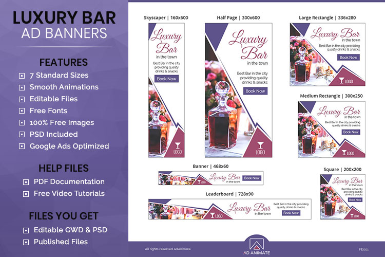 Food Restaurant Luxury Bar Animated Banner Ads Fr001