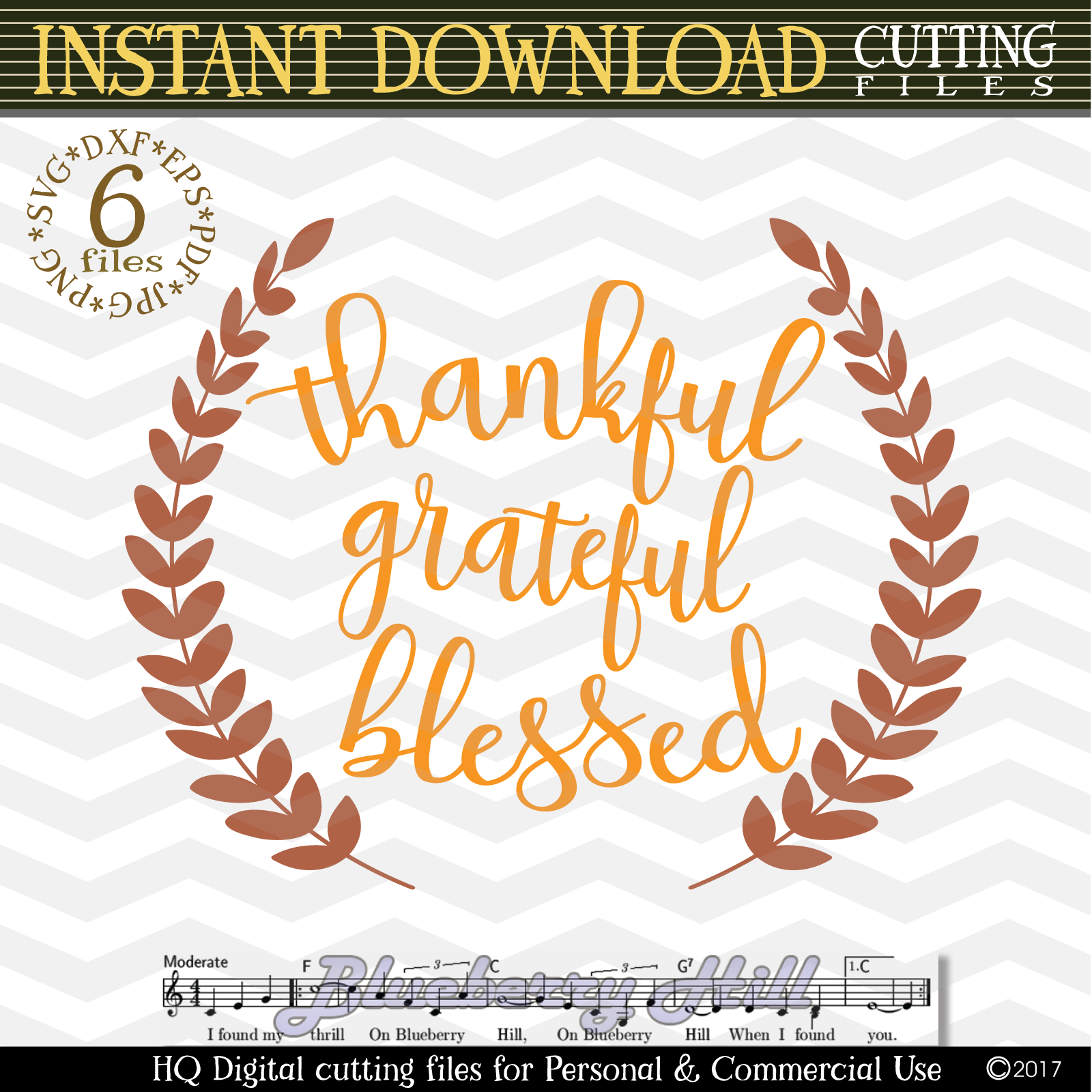 Thankful Grateful Blessed SVG -ThanksgivingSVG -Thankful svg