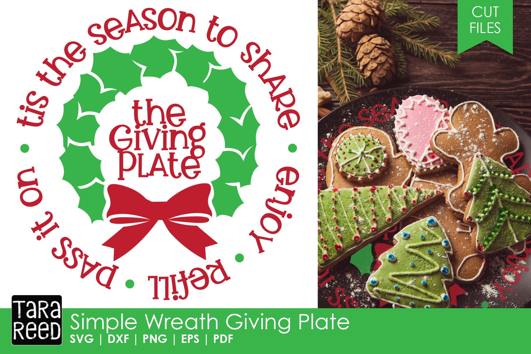 Download Simple Wreath Giving Plate - Christmas SVG and Cut Files ...