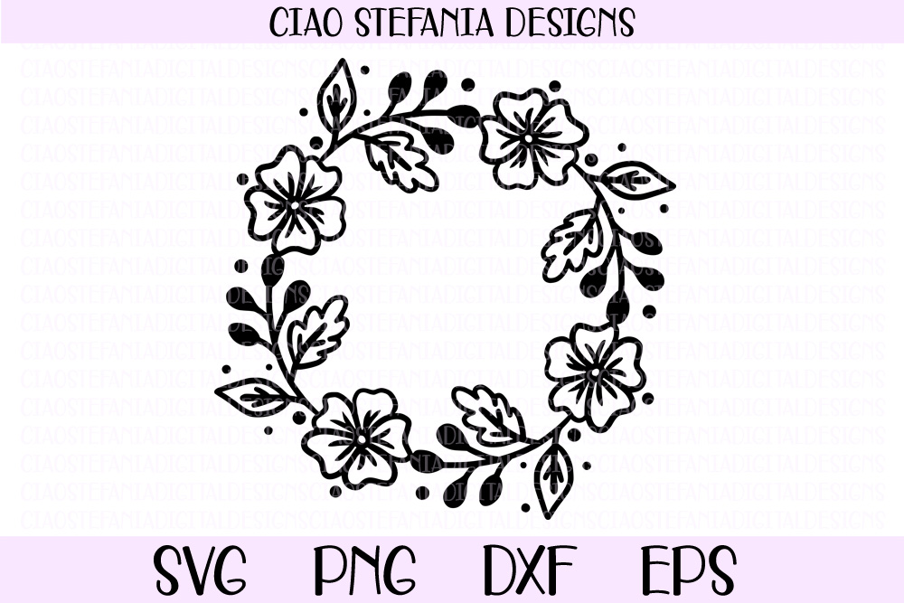 Download Flowers Wreath Wedding Frame SVG PNG DXF EPS Cut File