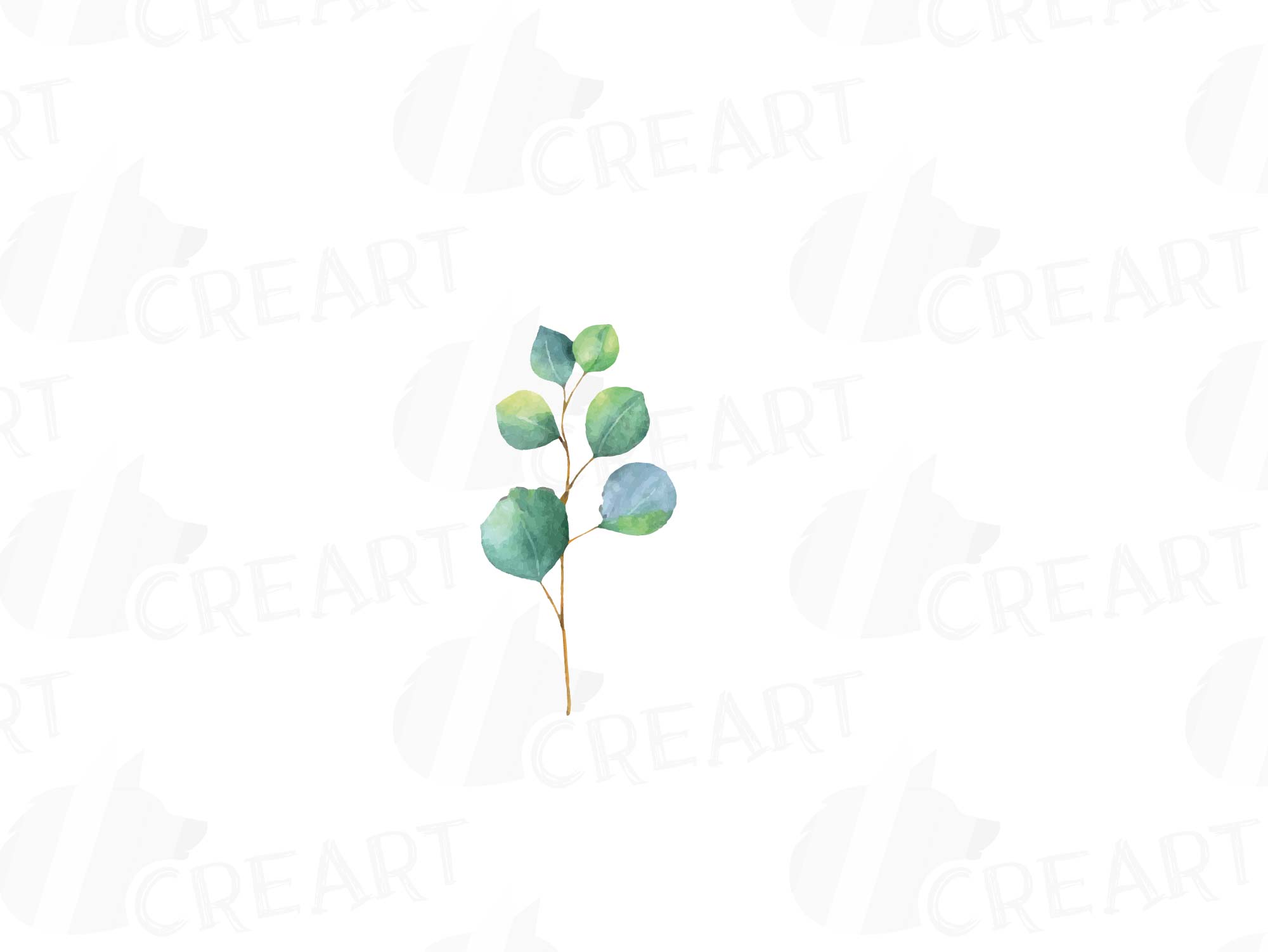 Eucalyptus leaves and branches watercolor clip art pack, Eucalyptus